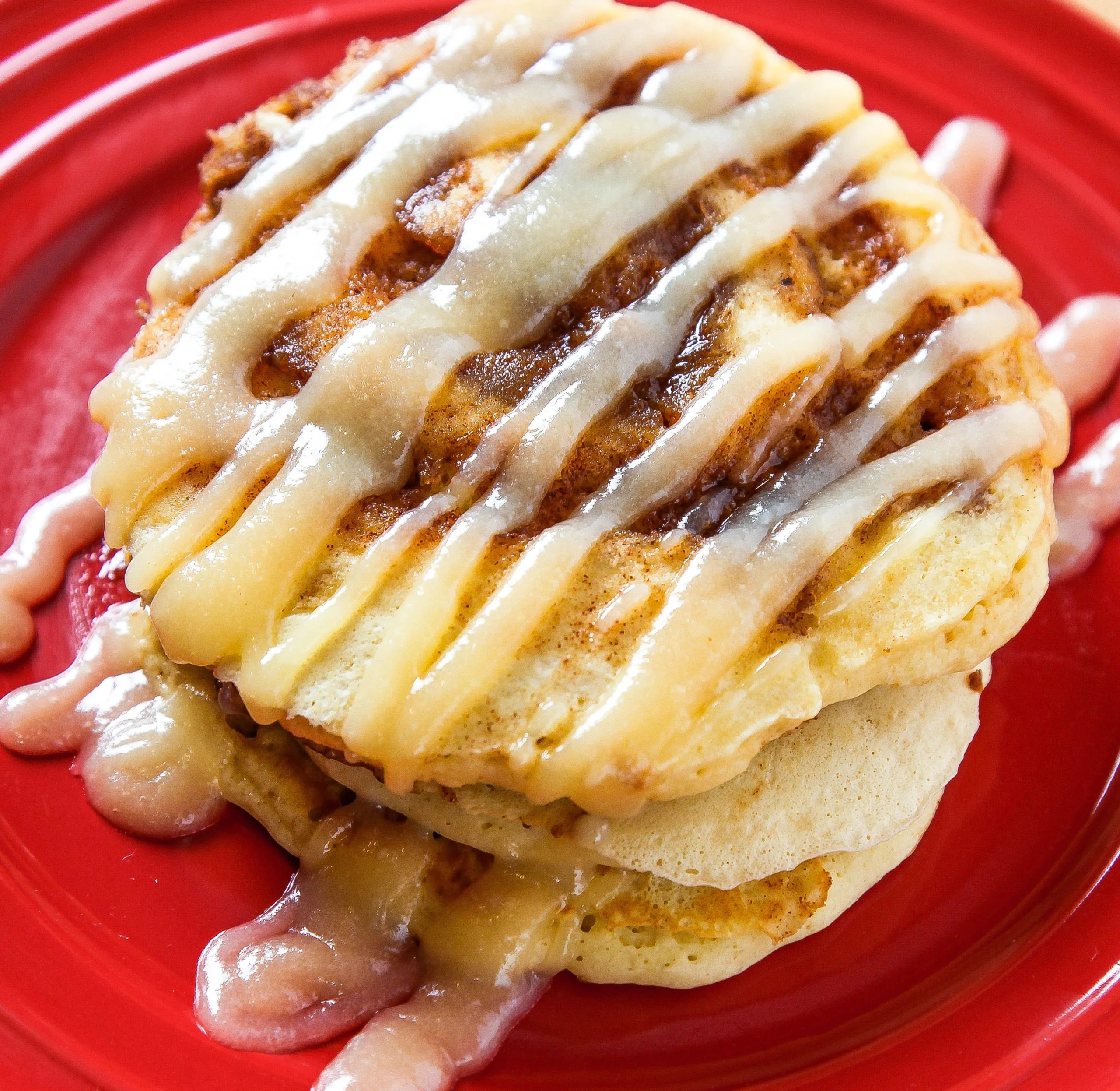 Cinnamon Roll Pancakes with Icing