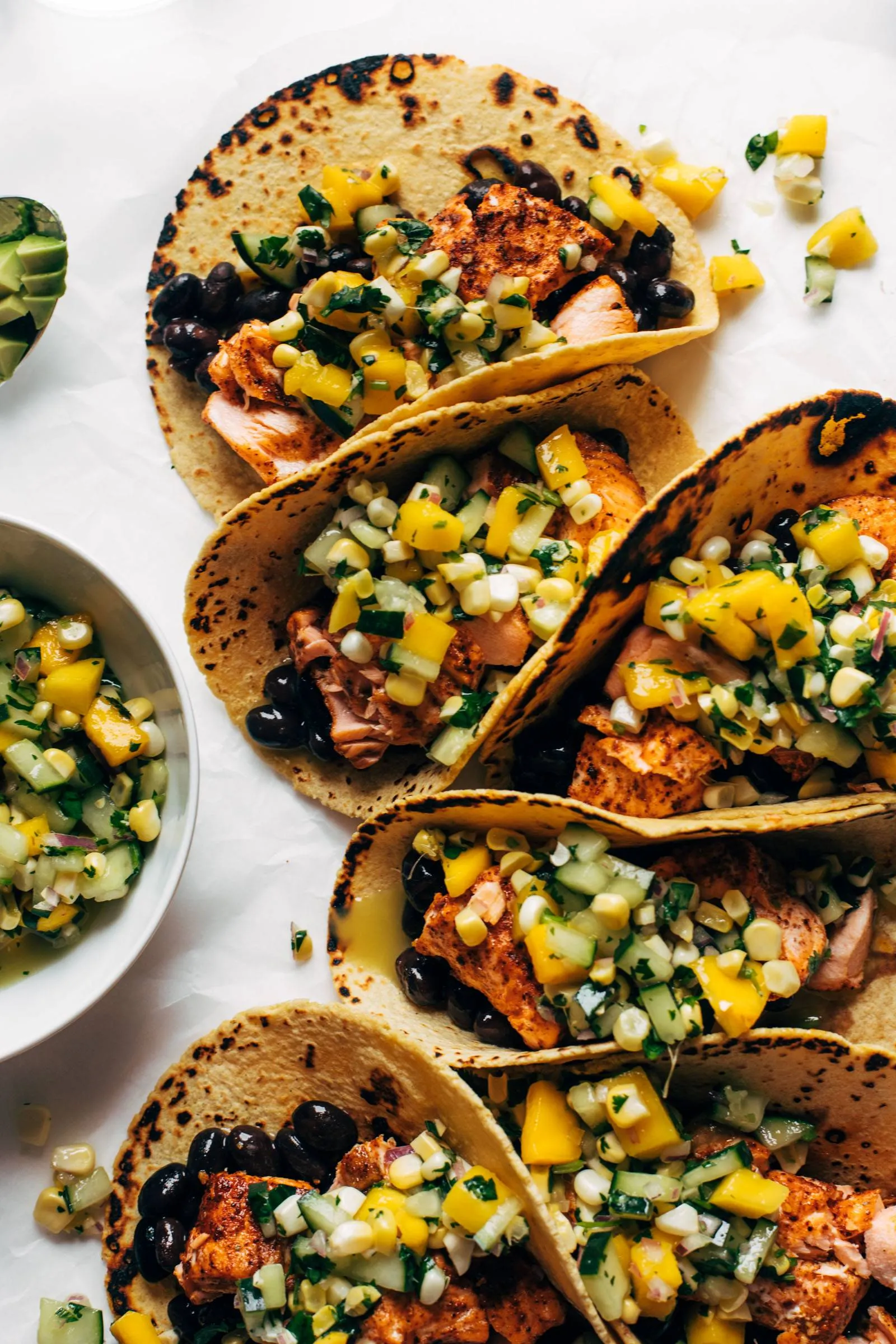 Coconut Marinated Salmon Tacos