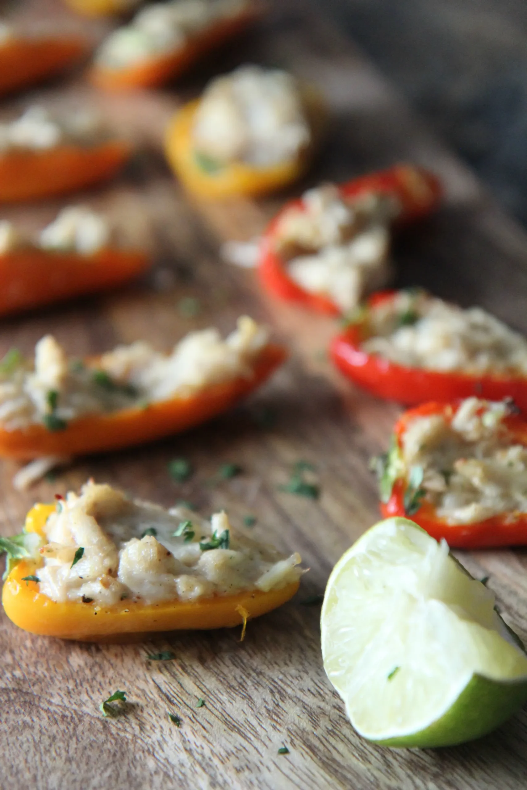 Crab Stuffed Peppers with Lemon Basil Butter