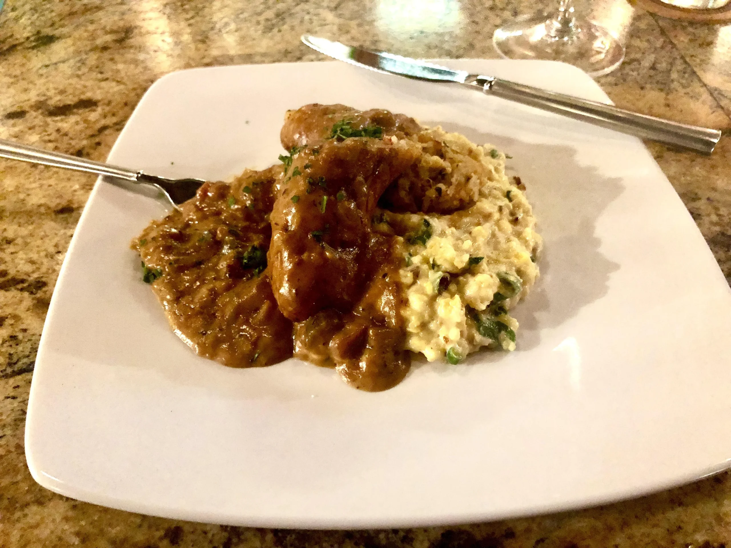 Crawfish Boudin Tasso Cheese Grits