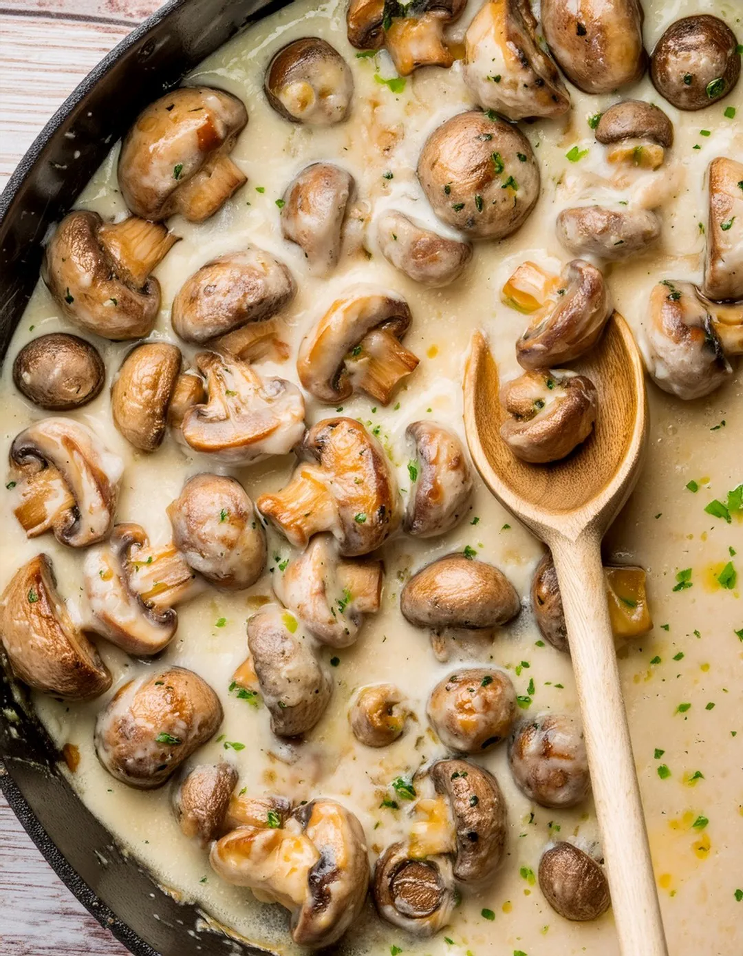 Creamy Garlic Parmesan Sauteed Mushrooms