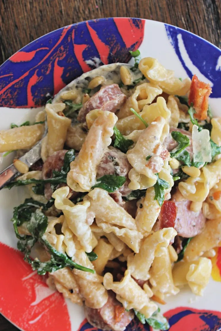 Creamy Lemon Arugula Pasta with Sausage