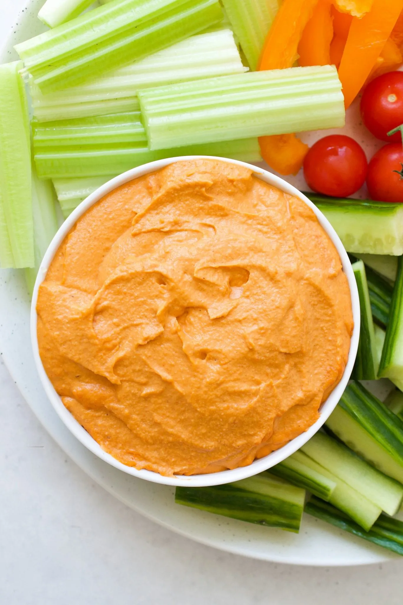 Creamy Red Pepper Dip with Vegetable Tray
