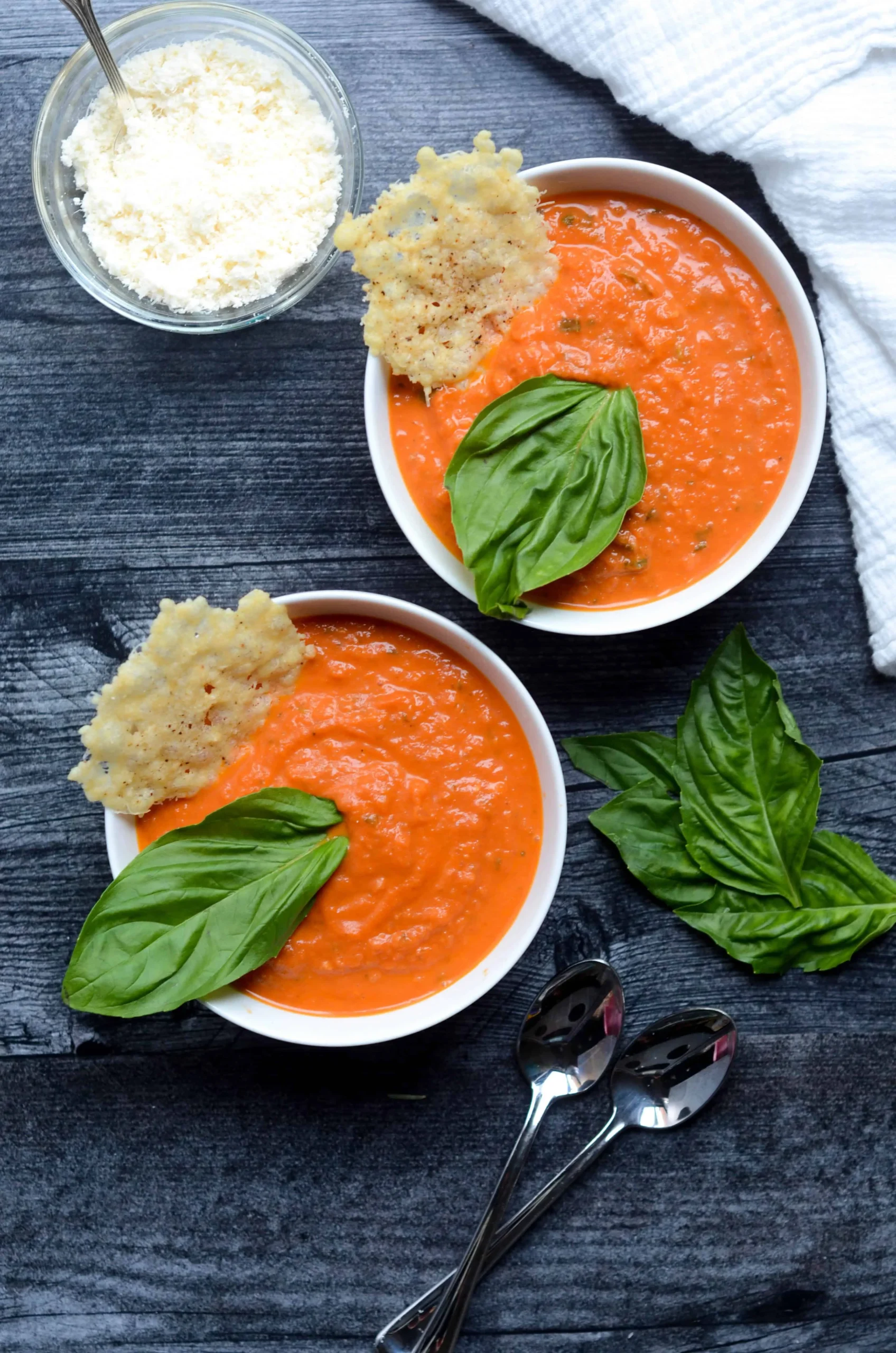 Creamy Tomato Basil Soup with Parmesan