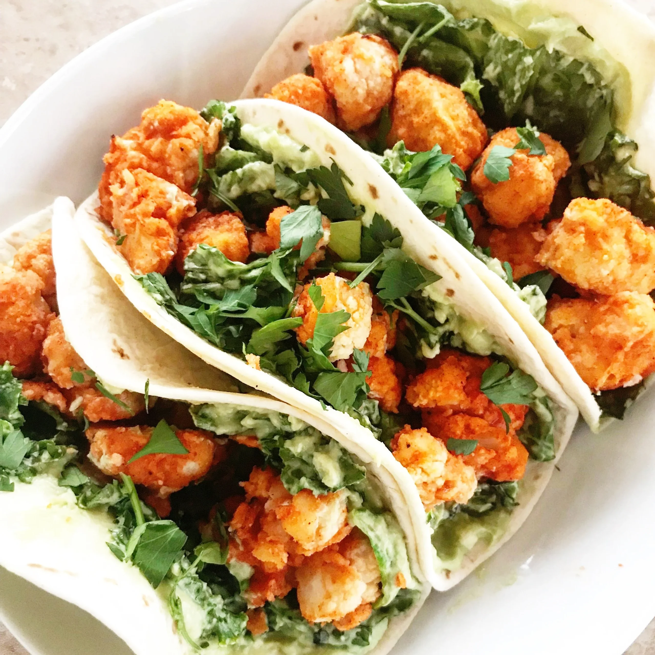 Crispy Baked Buffalo Cauliflower Tacos