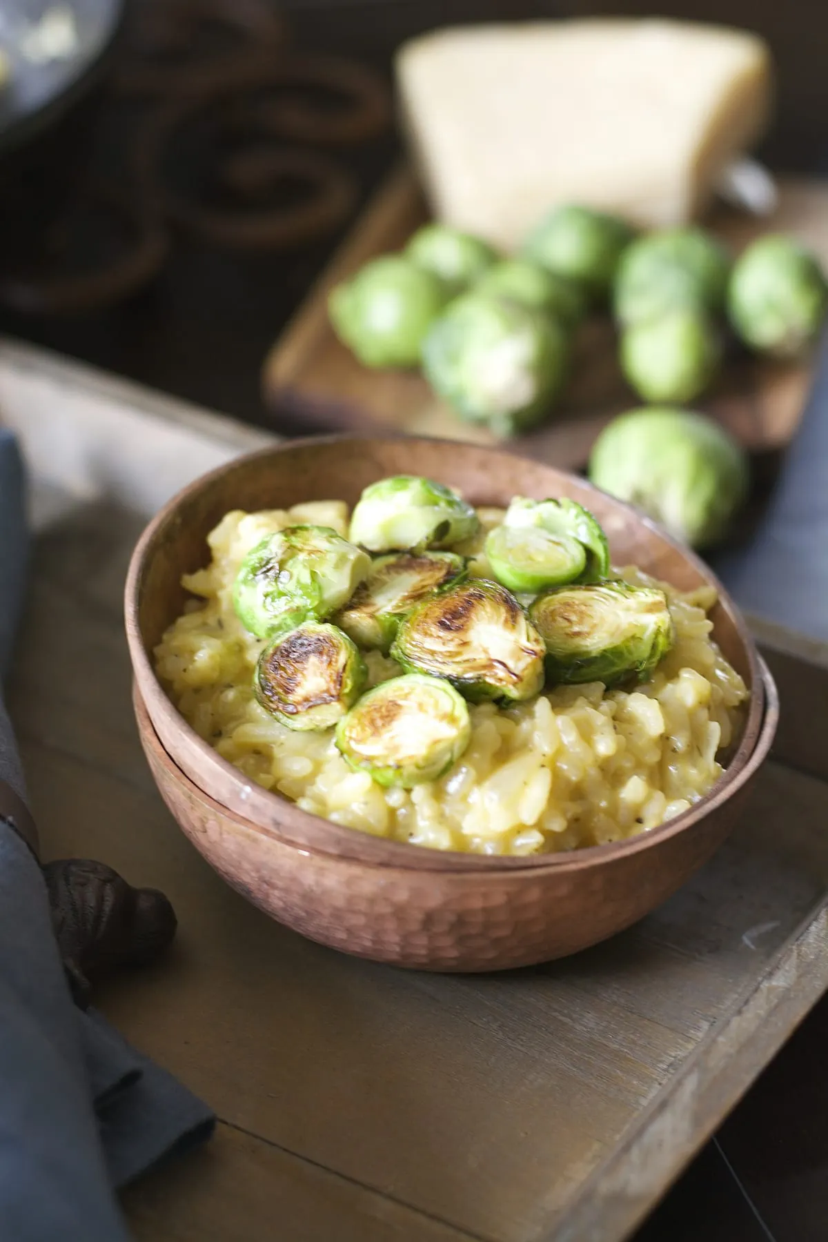 Crispy Brussels Sprout Creamy Parmesan Risotto
