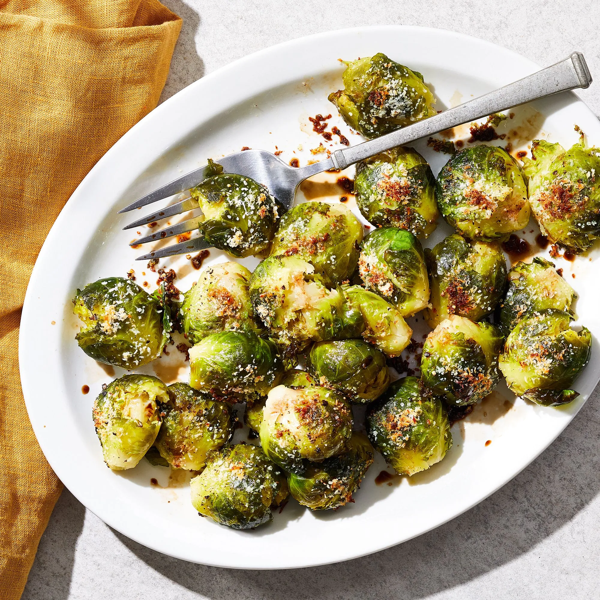 Crispy Parmesan Smashed Brussels Sprouts