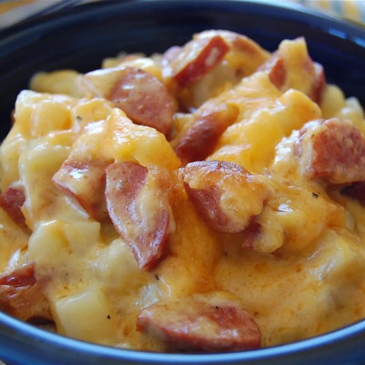 Crock Pot Cheesy Smoked Sausage and Potato Bake