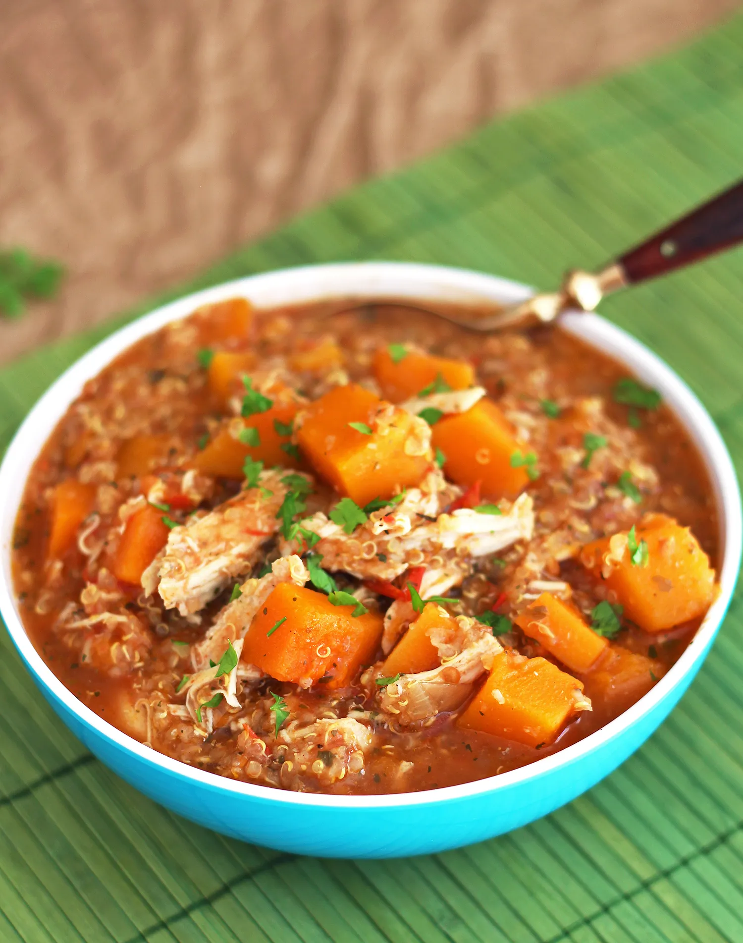 Crockpot Butternut Squash Chicken and Quinoa Soup