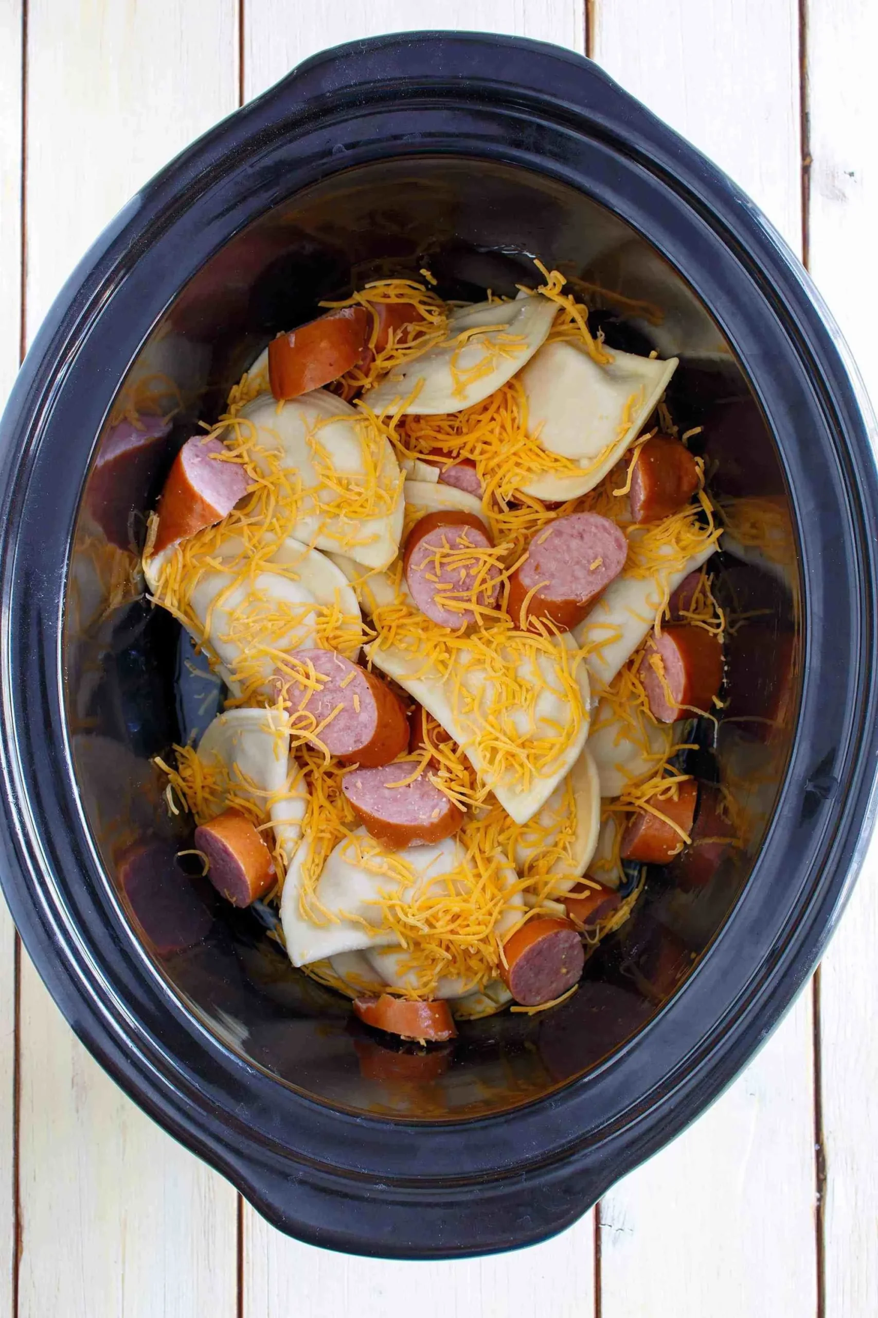 Crockpot Pierogi Casserole with Kielbasa