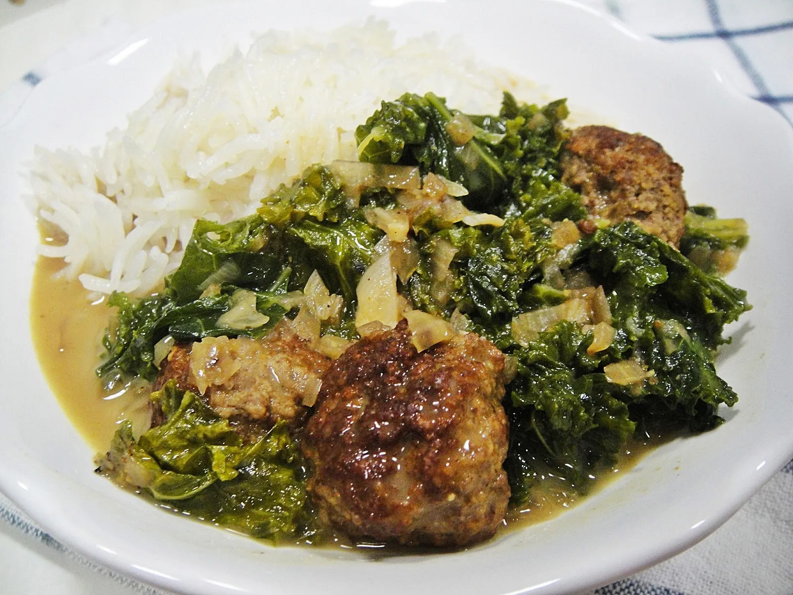 Curry Meatball and Kale Stew