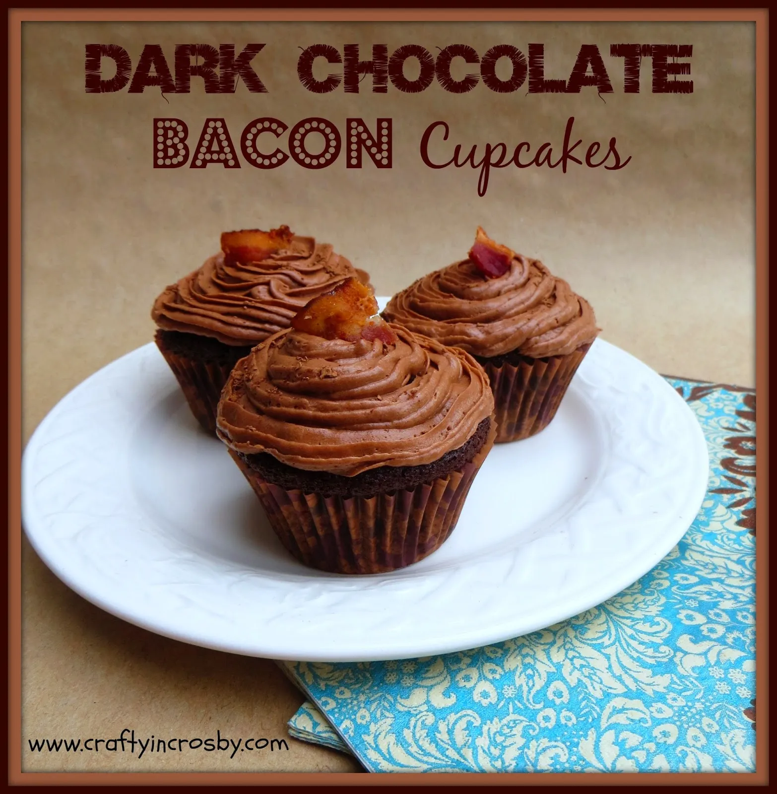 Dark Chocolate Bacon Cupcakes
