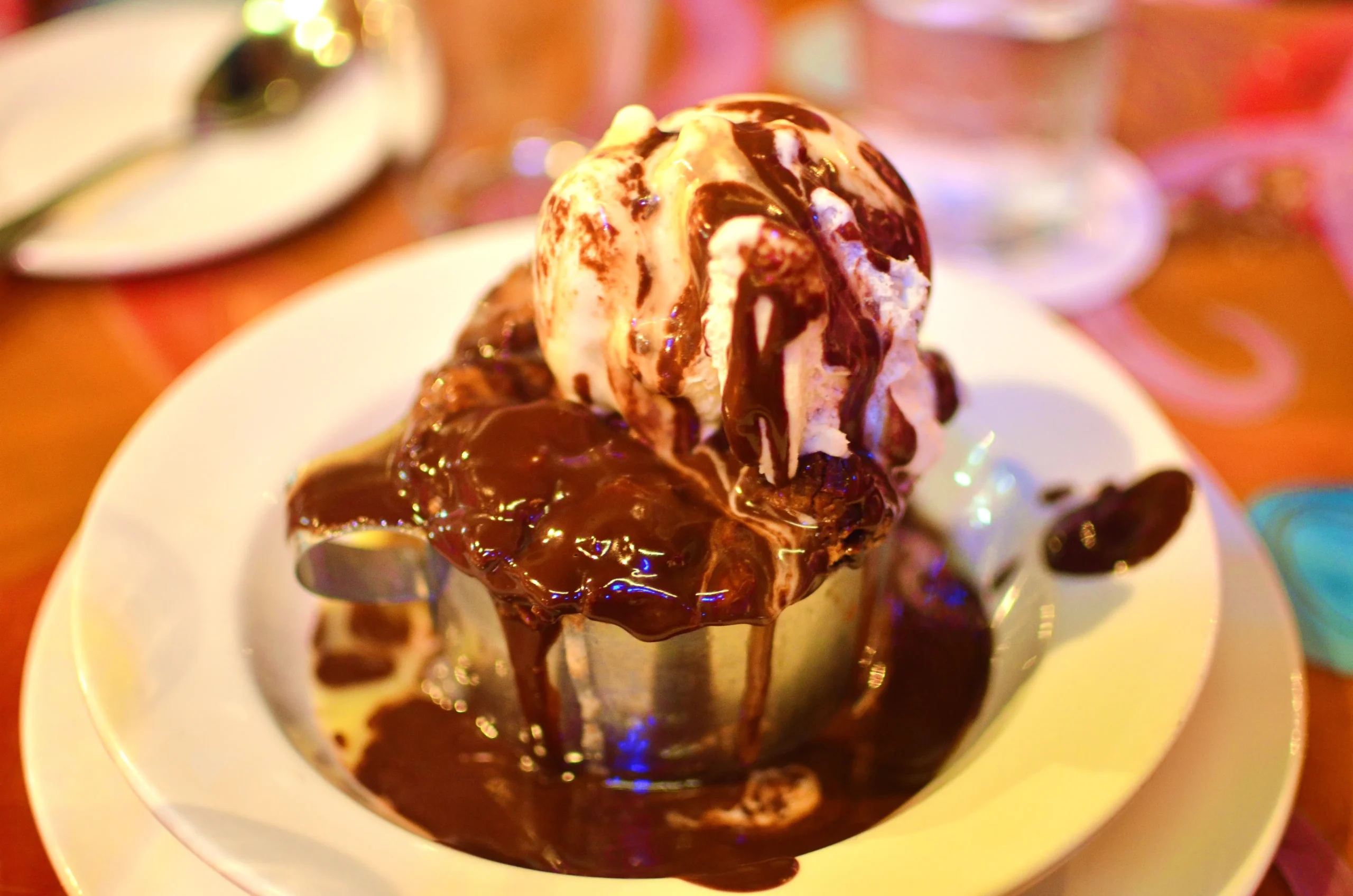 Dark Chocolate Bread Pudding with Vanilla Ice Cream