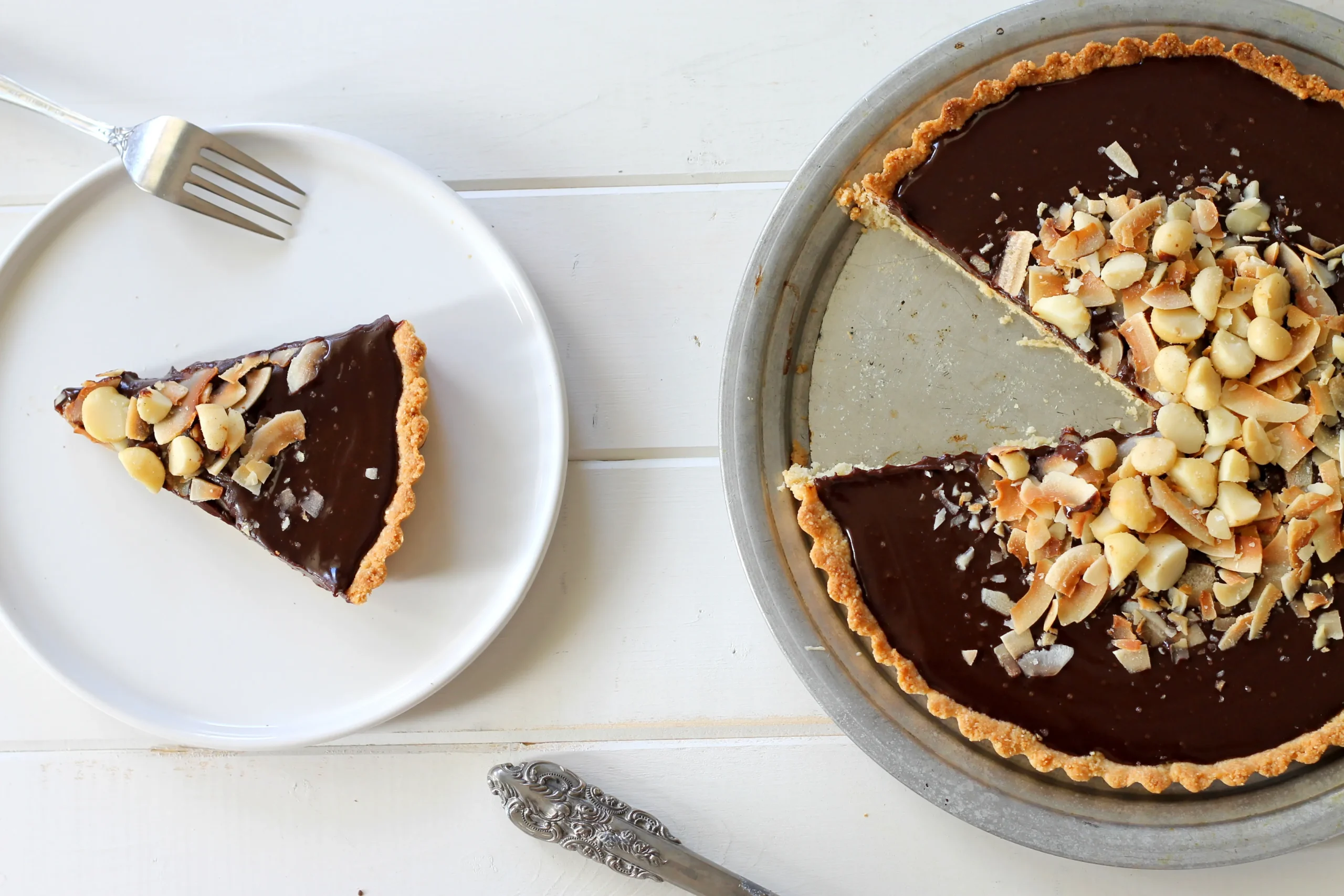 Dark Chocolate Coconut Macadamia Nut Tart Gluten Free Paleo Vegan