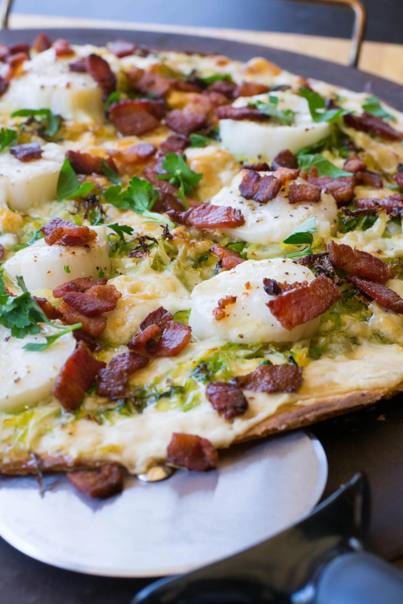 Deep Dish Pizza with Brussels Sprouts and Bacon