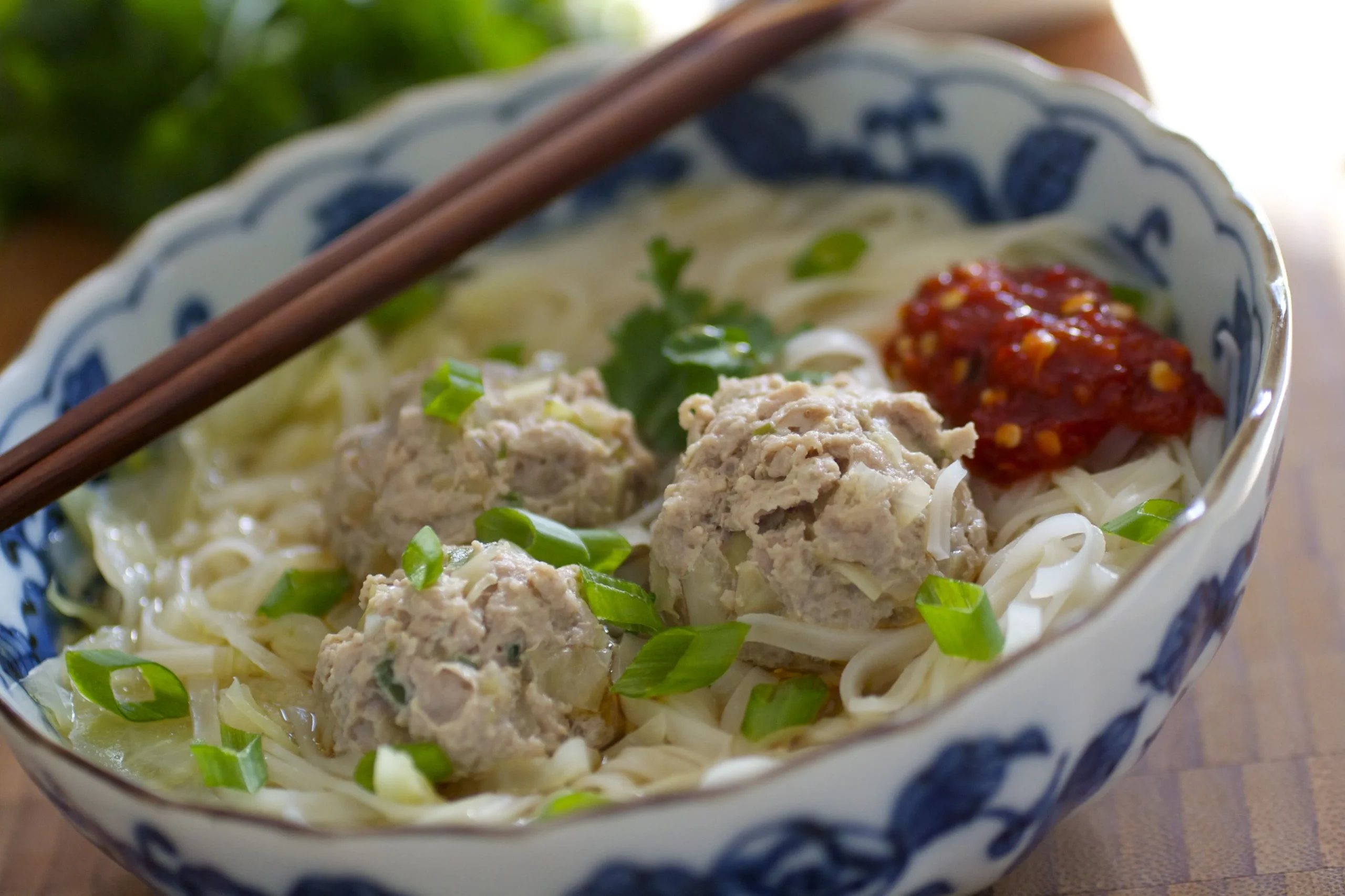 Easy Asian Pork Meatballs Noodle Soup