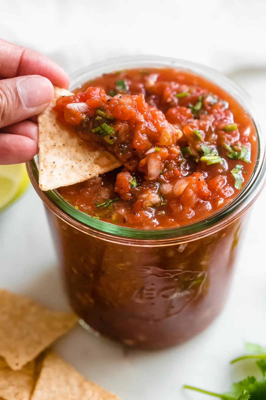 Easy Blender Salsa with Basil