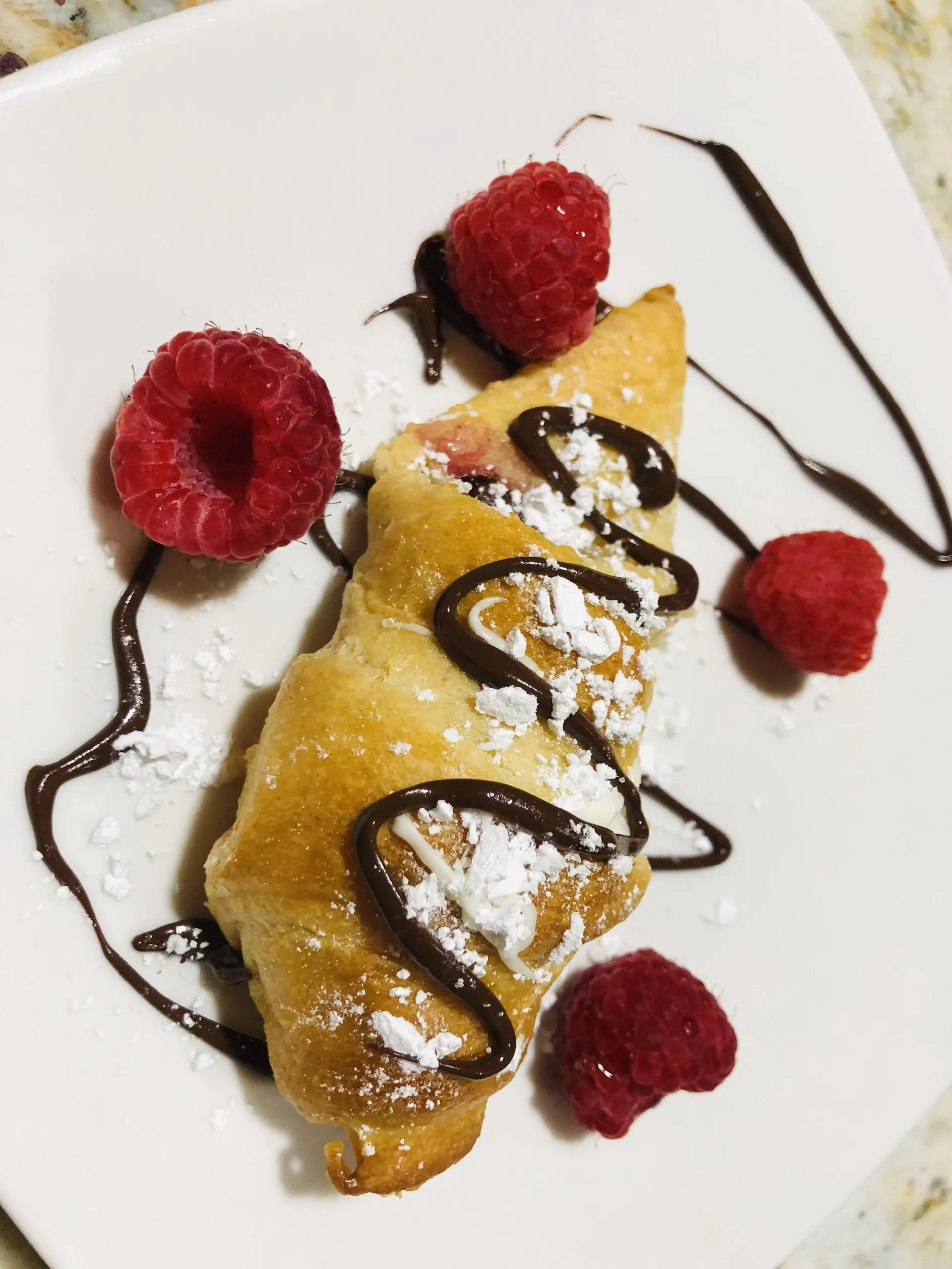 Easy Vegan Chocolate Croissants with Raspberries