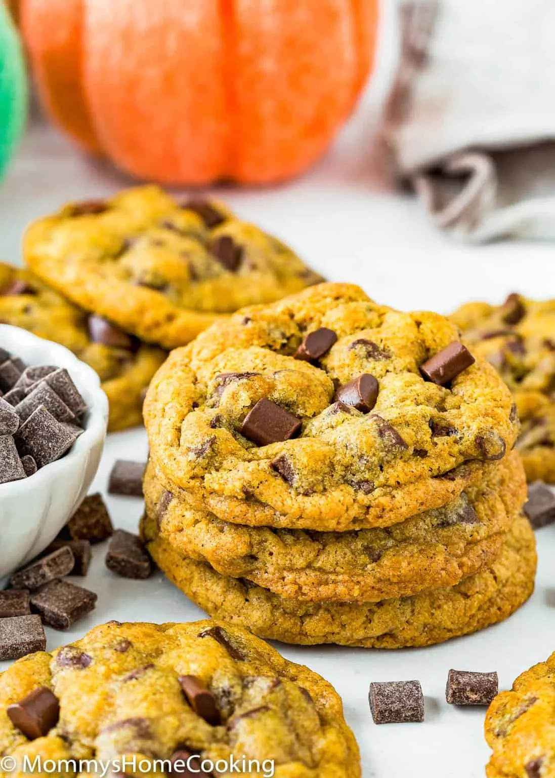 Eggless Pumpkin Chocolate Chip Cookies
