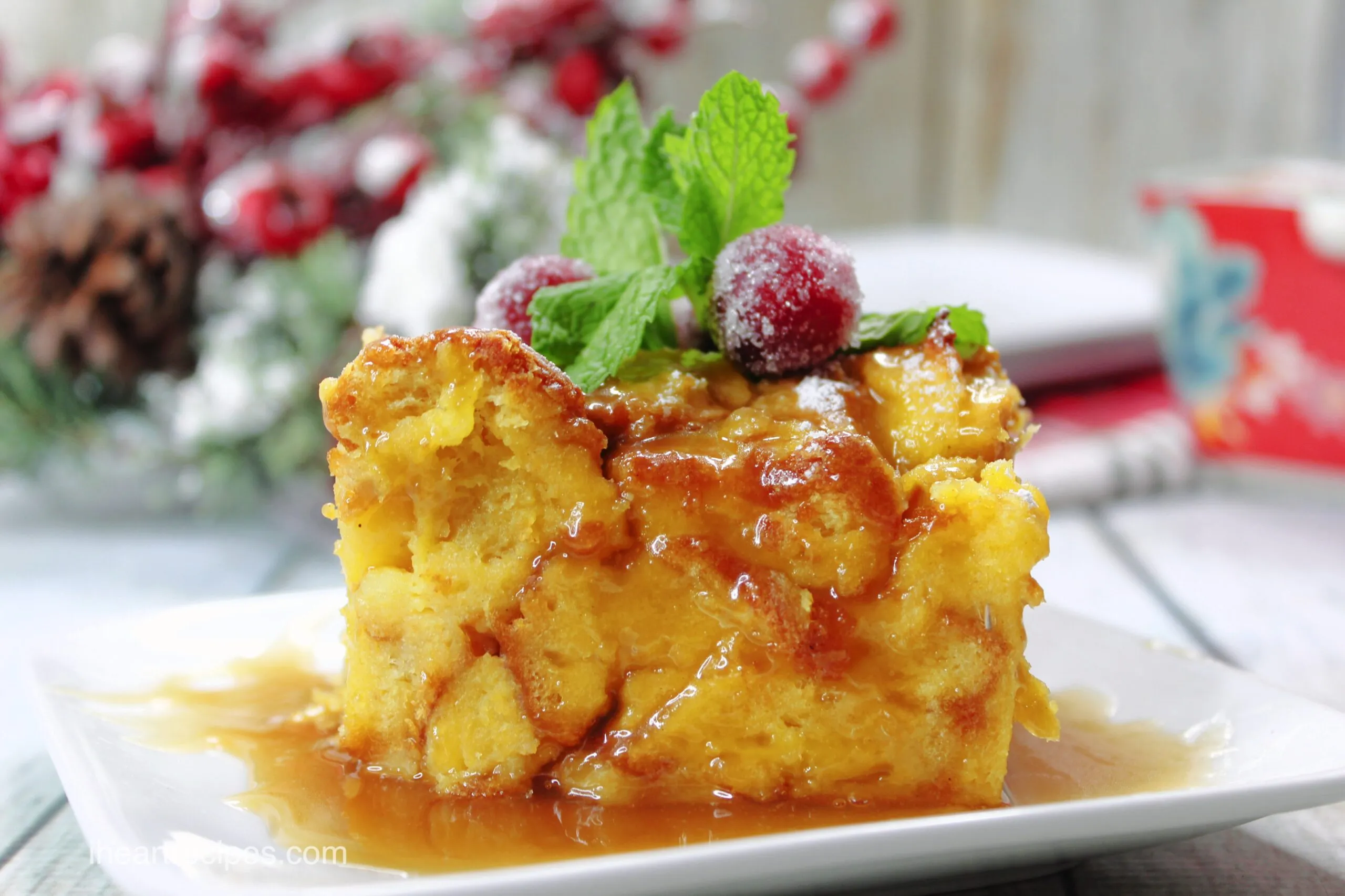 Eggnog Bread Pudding with Cranberries