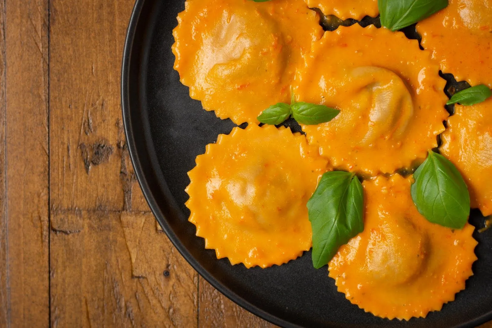 Eggplant Filled Ravioli with Tomato Cream Sauce