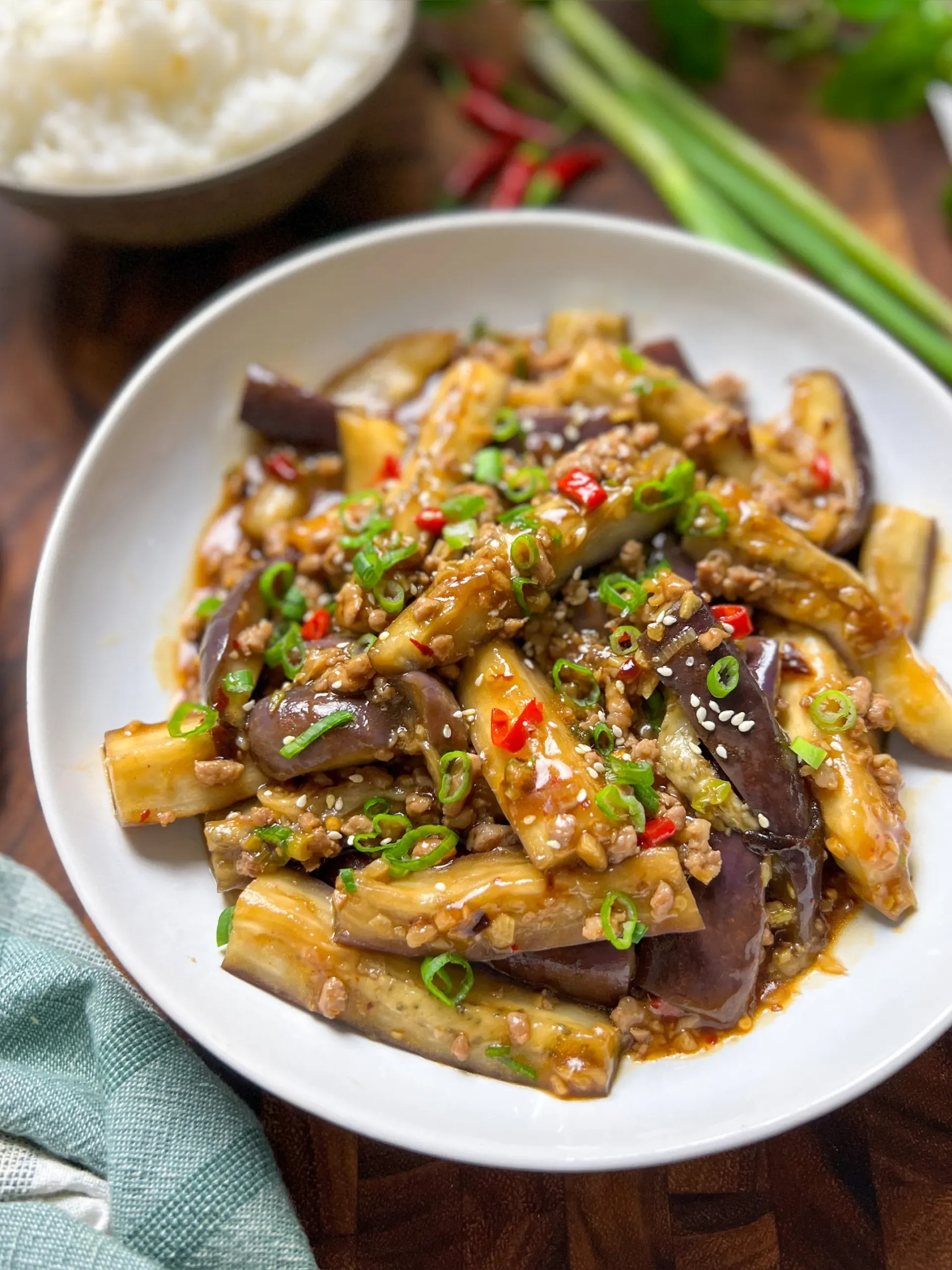 Eggplant and Pork Mince Stir Fry