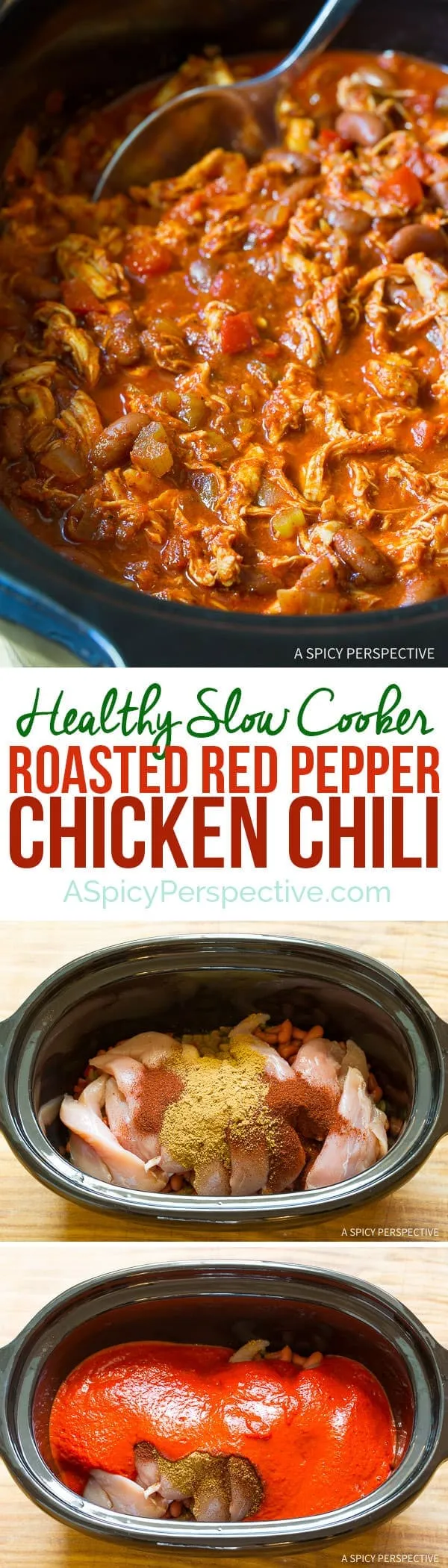 Fiery Roasted Red Pepper Chicken Chili