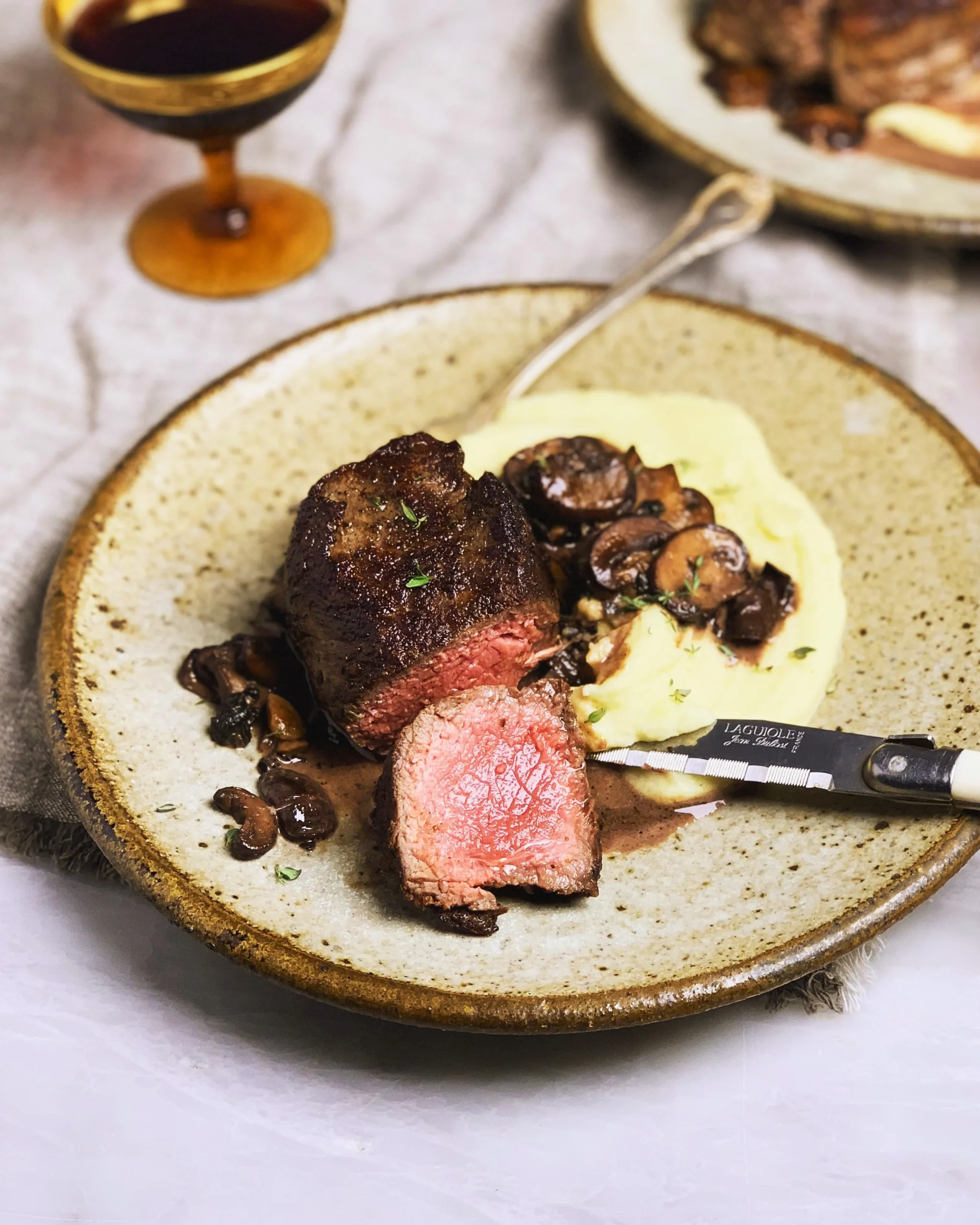 Filets with Mushroom Wine Sauce