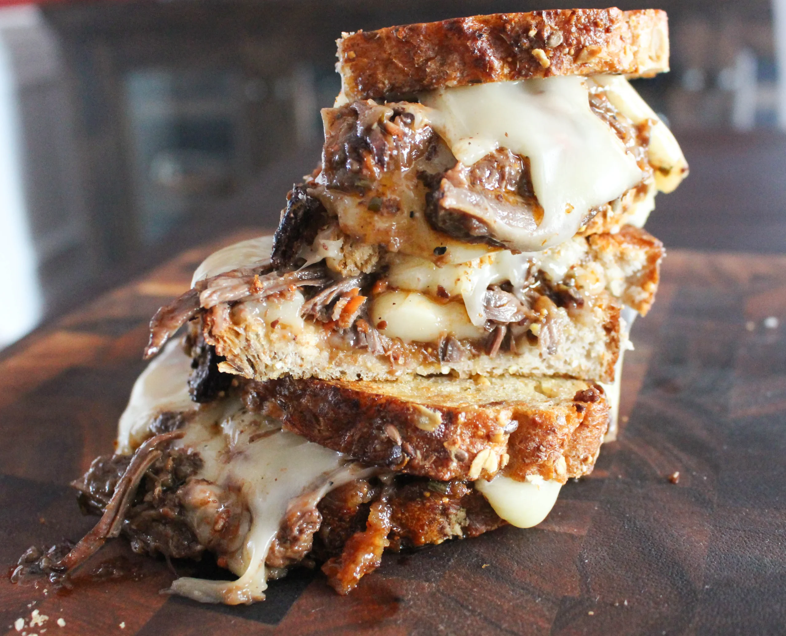 Fontina Grilled Cheese with Braised Short Rib and Brandied Fig Jam