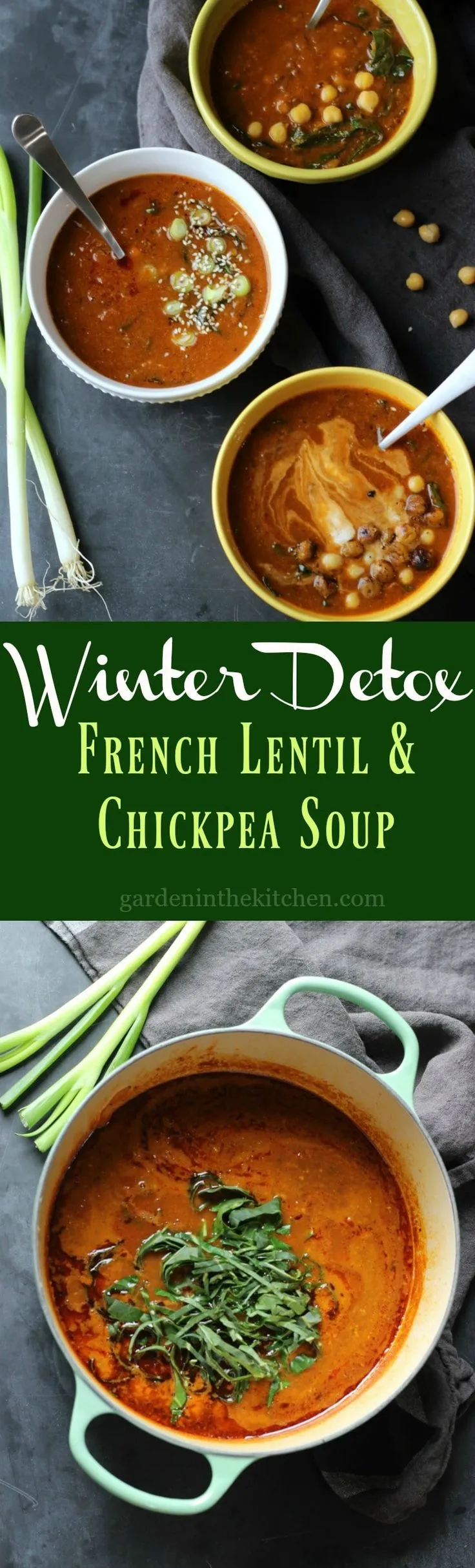 French Lentil Chickpea Soup (Vegan)