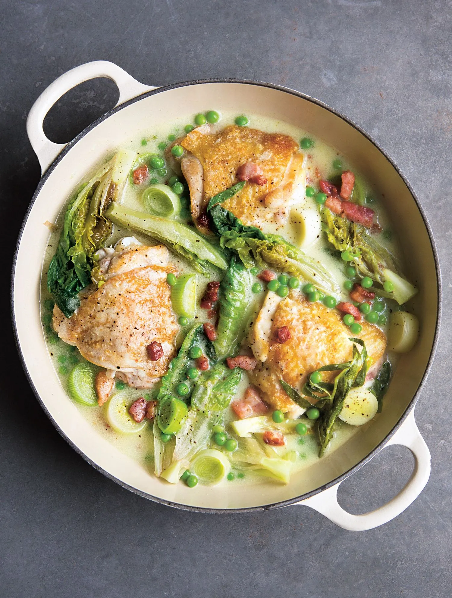 French Style Chicken with Peas and Bacon