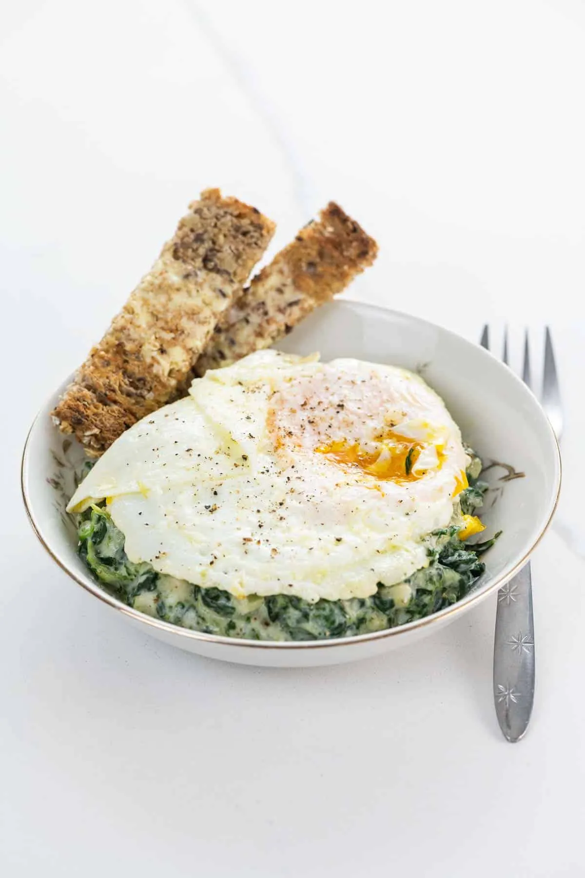 Fried Eggs Creamed Spinach Toast Soldiers