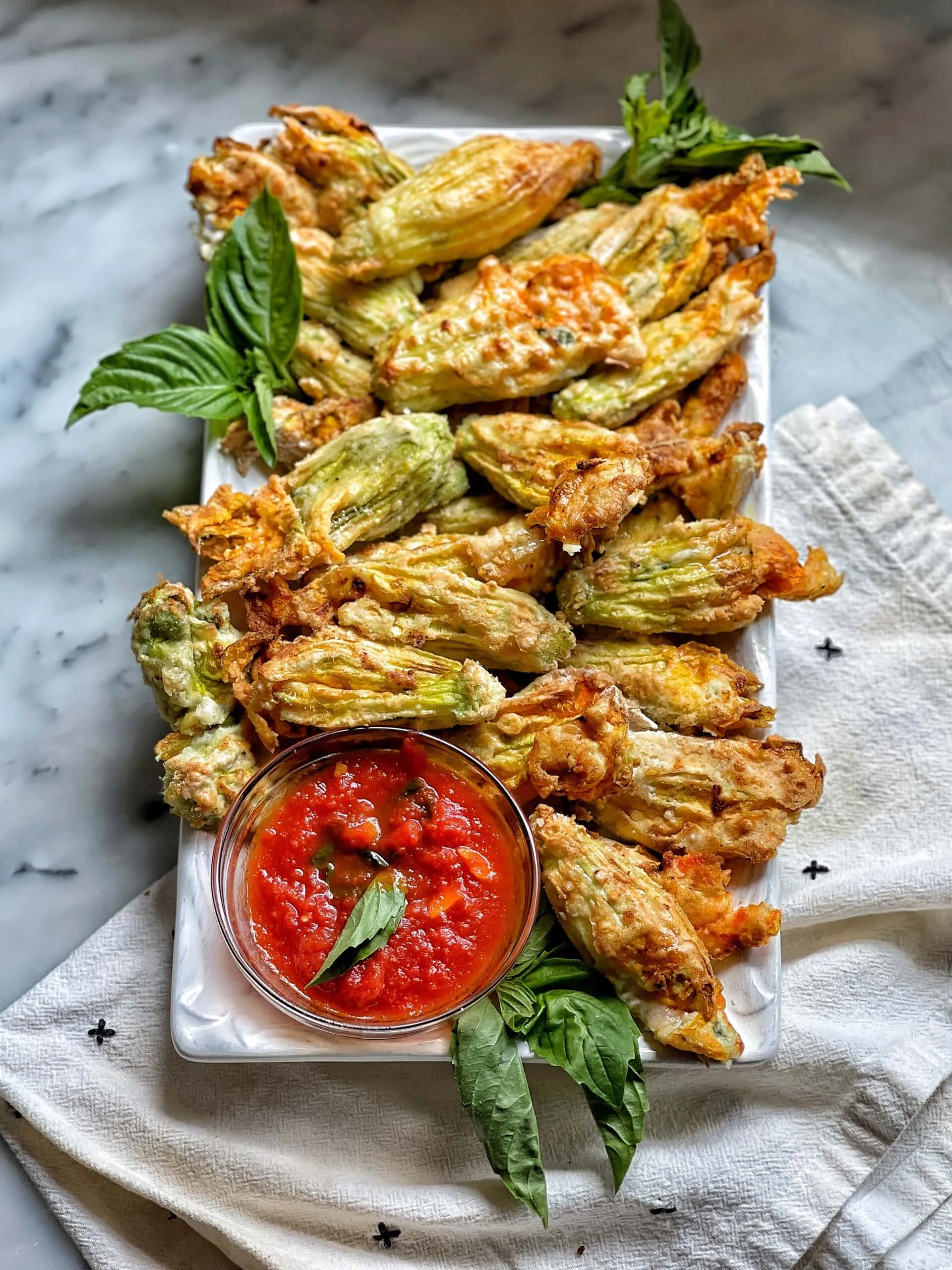 Fried Stuffed Zucchini Blossoms