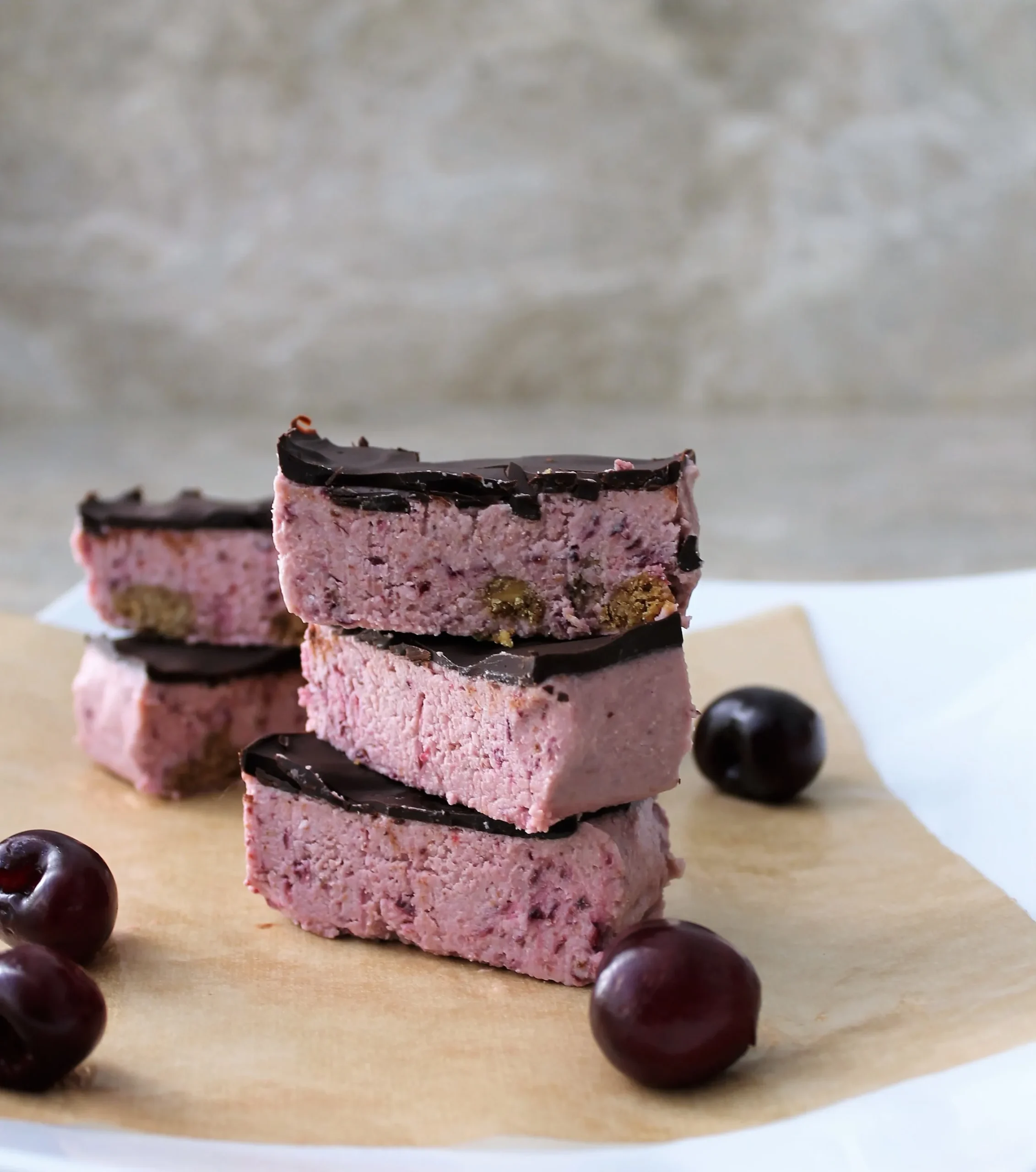 Frozen Cherry Ice Cream Bars