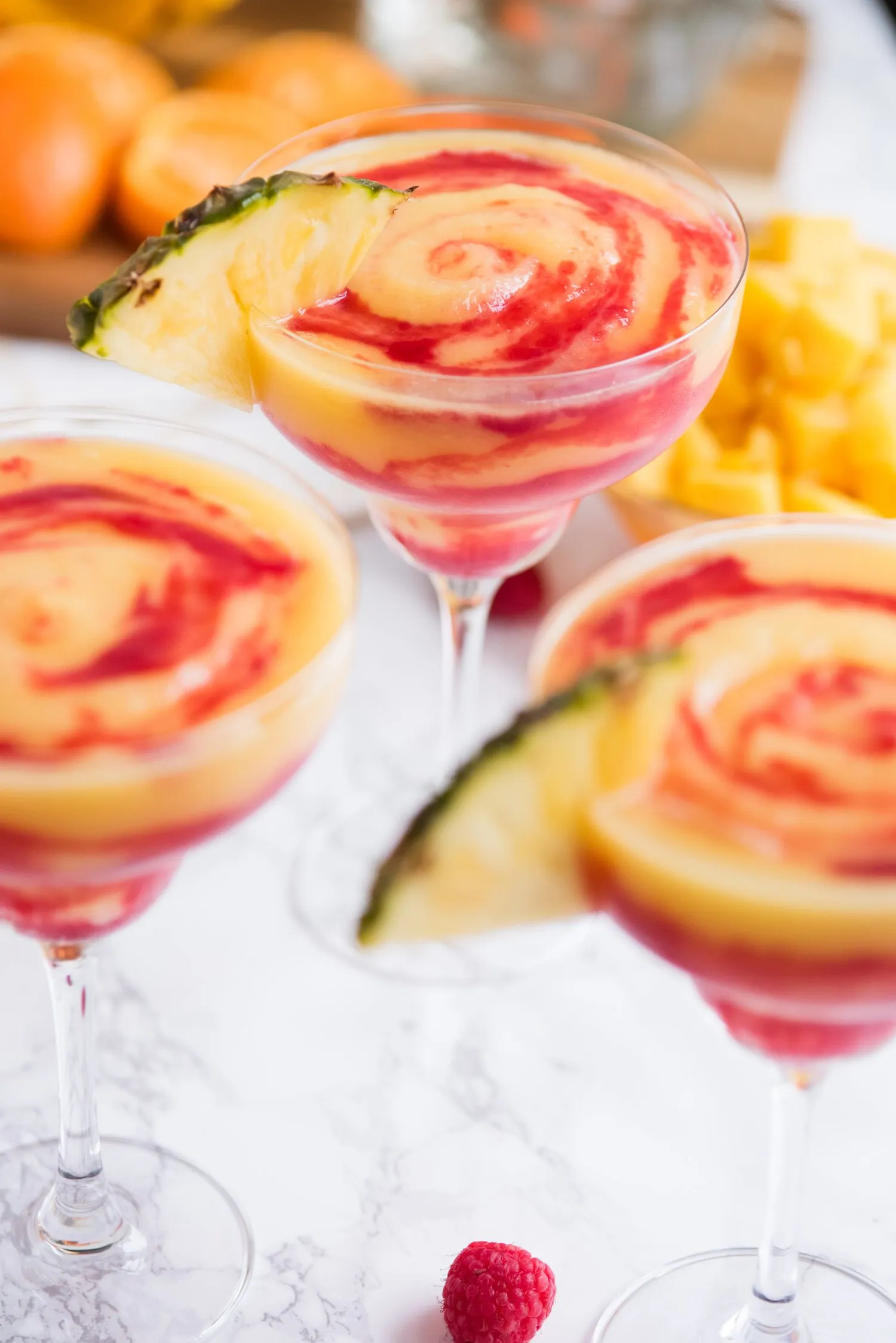 Frozen Pineapple Raspberry Margaritas