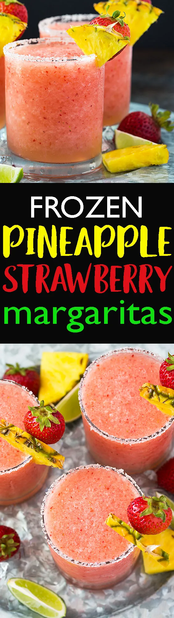 Frozen Pineapple Strawberry Margaritas