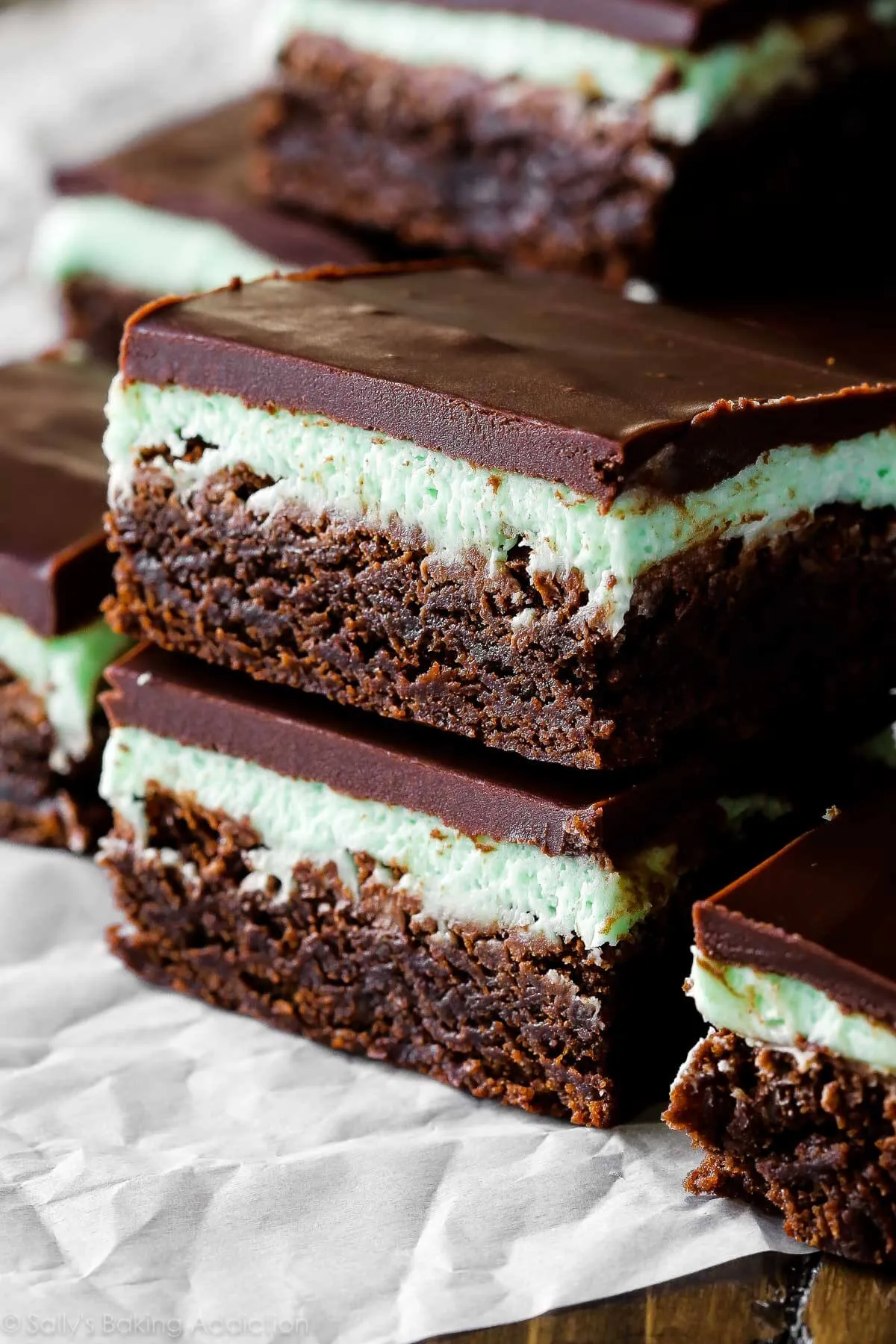 Fudgy Brownies with White Chocolate Mint Mousse