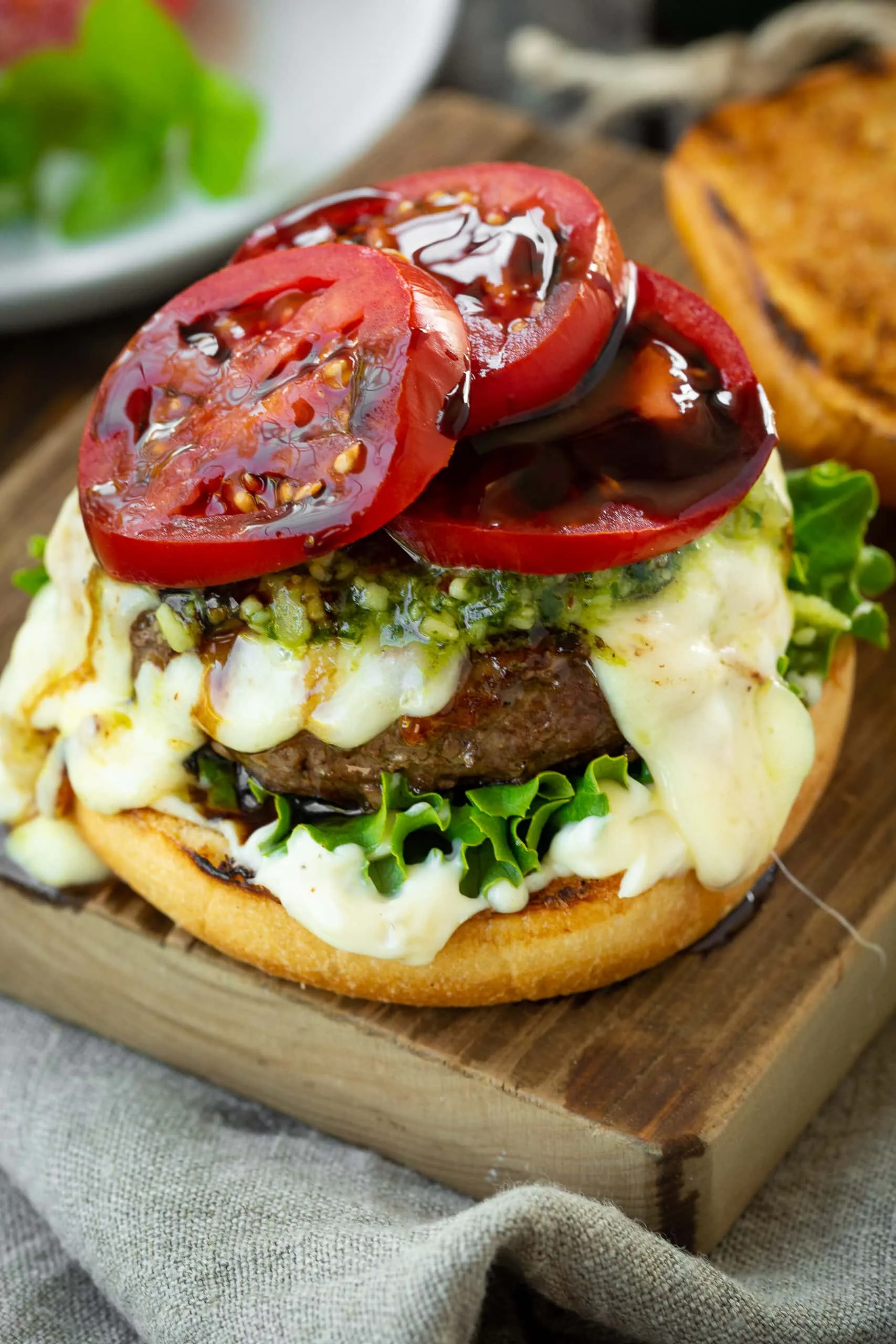Garlic Basil Caprese Burgers