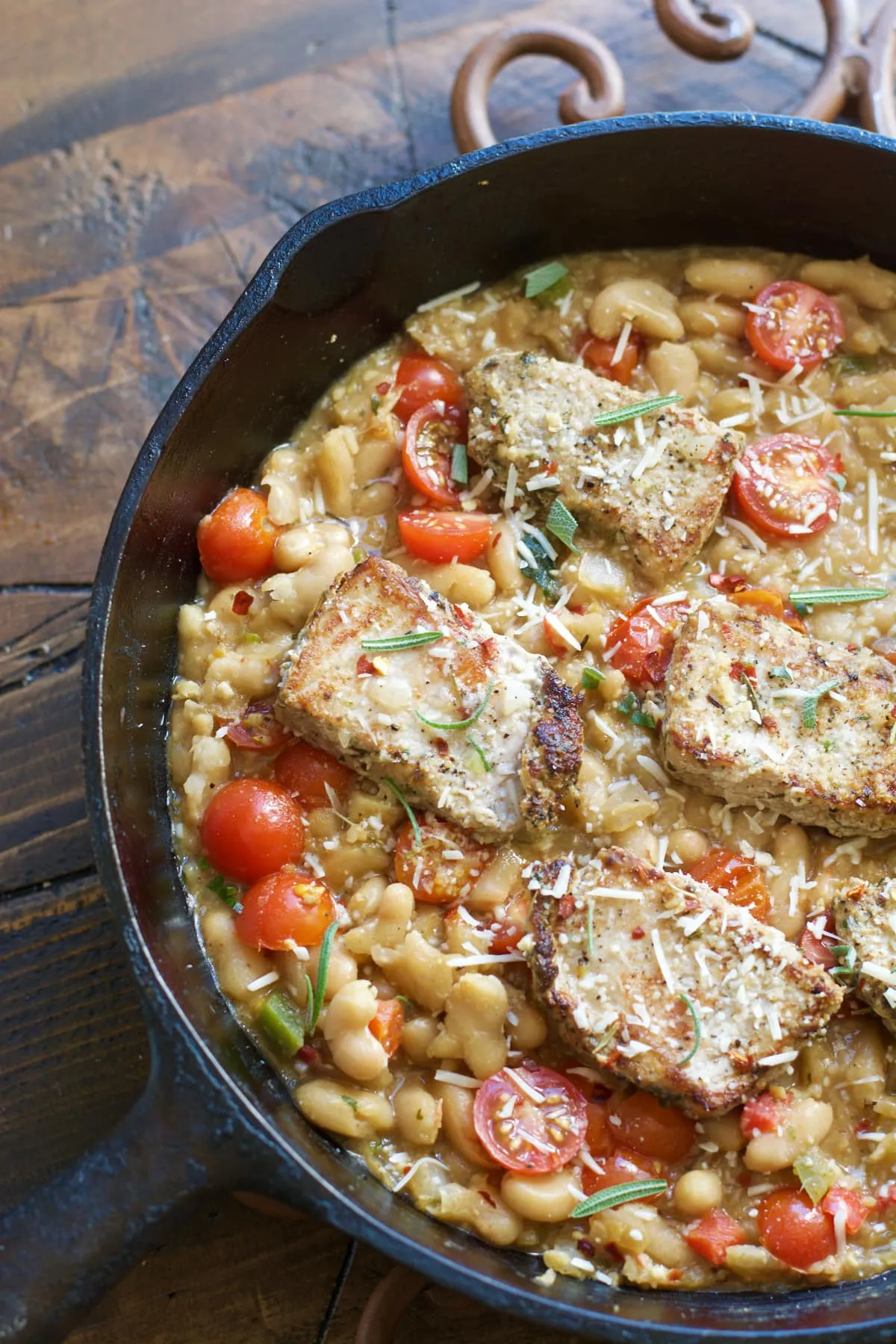 Garlic Herb Pork Medallions with Tuscan White Beans