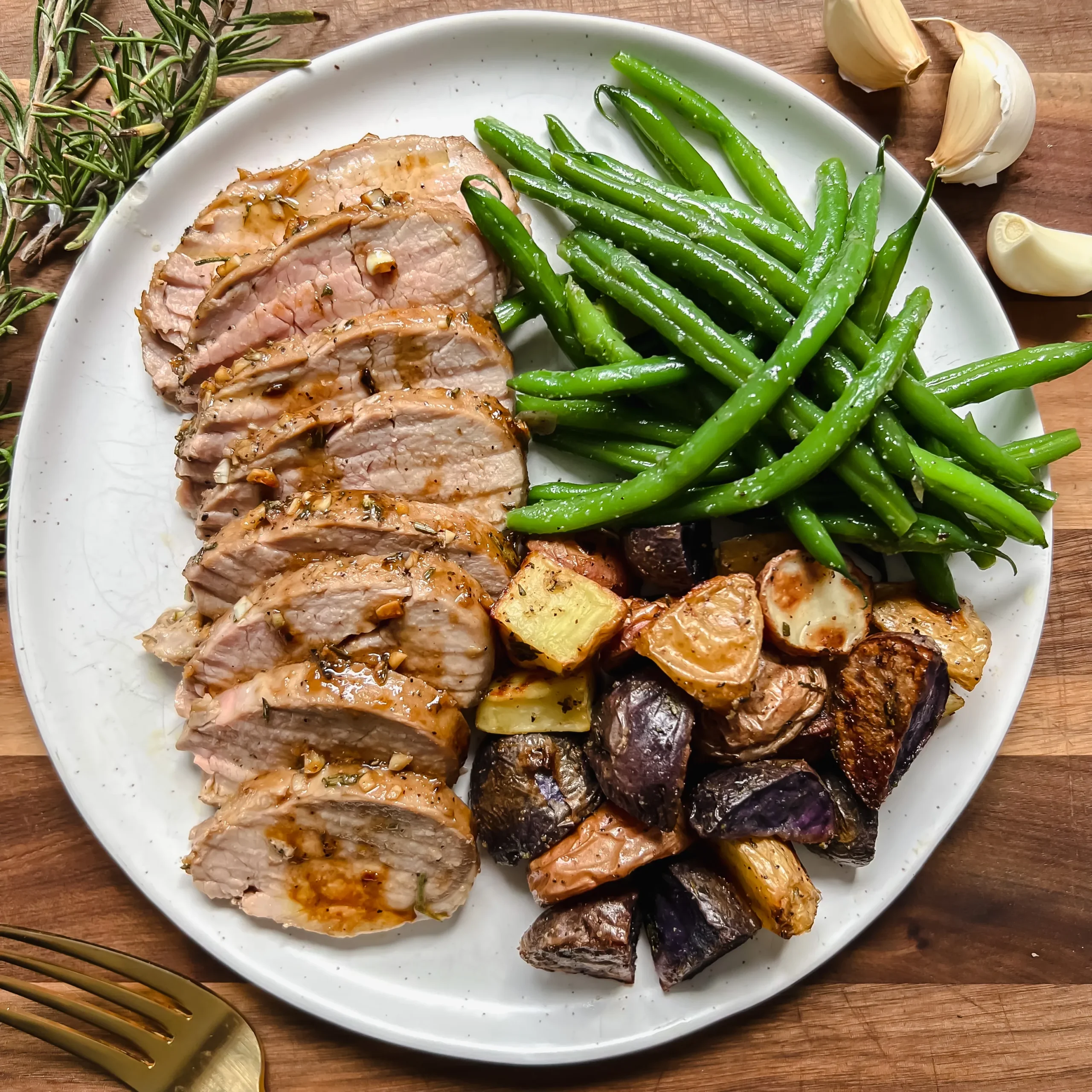 Garlic Rosemary Pork Loin with Creamed Spinach