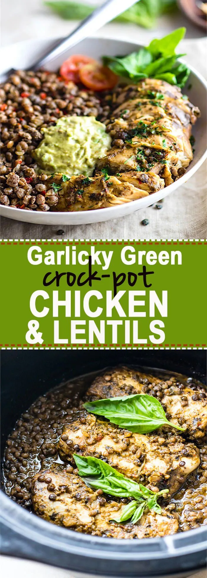 Garlicky Green Crock Pot Chicken Lentils Gluten Free