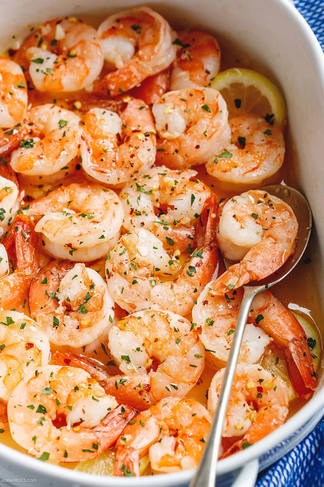 Garlicky Lemon Baked Shrimp with Roasted Tomatoes and Garlic Mashed Cauliflower