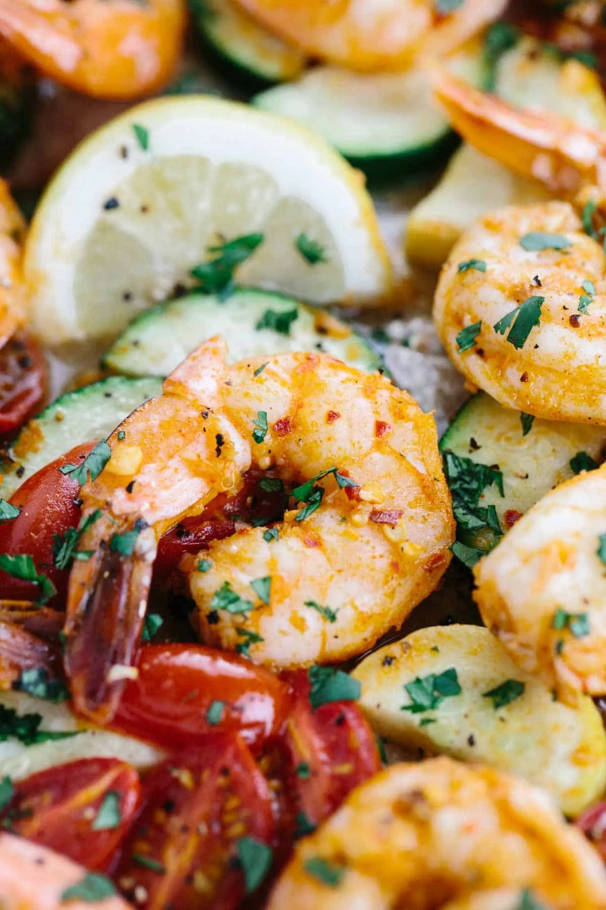 Garlicky Roasted Shrimp, Red Peppers and Feta