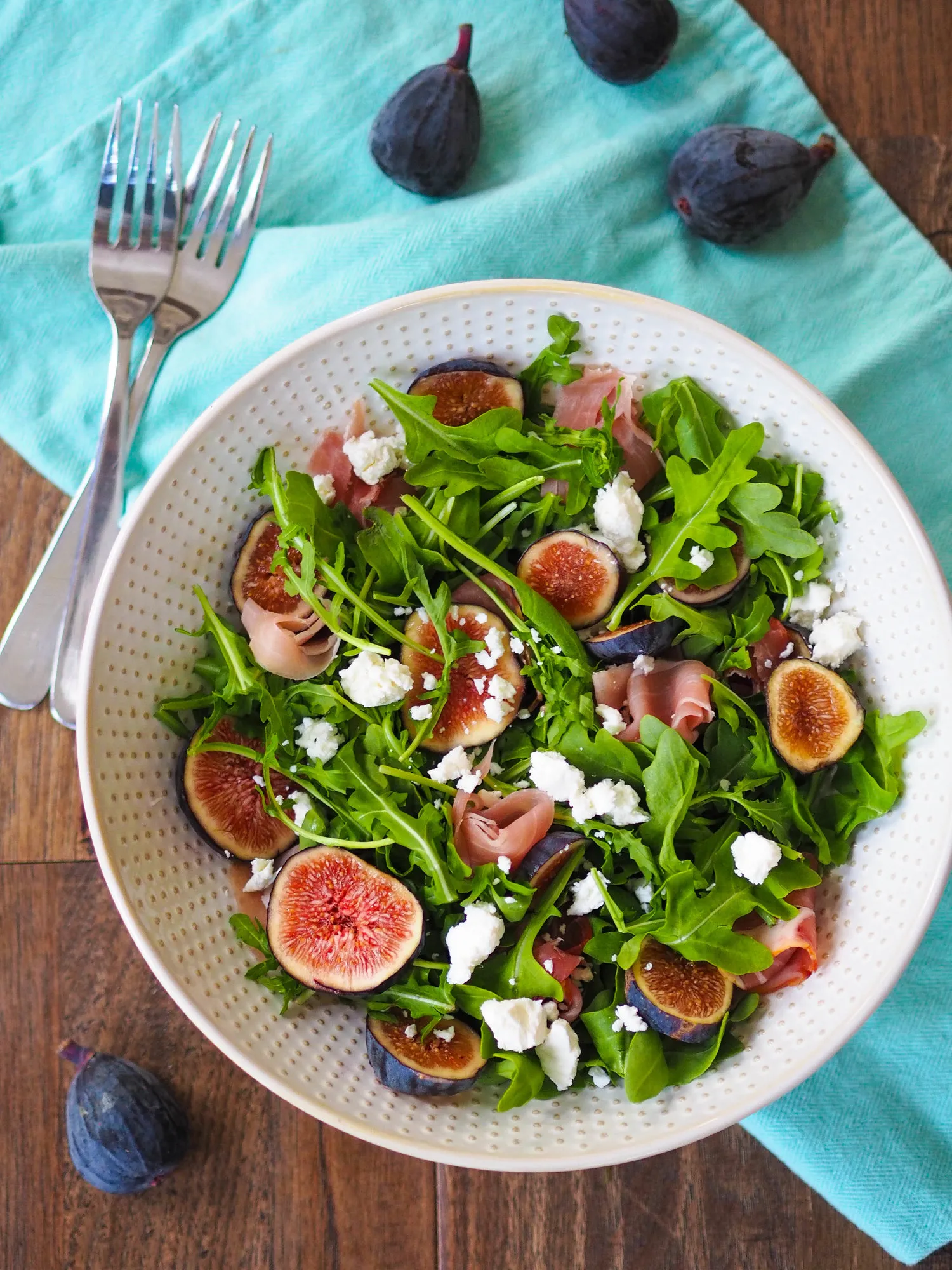 Glazed Fig Salad with Prosciutto and Feta Cheese