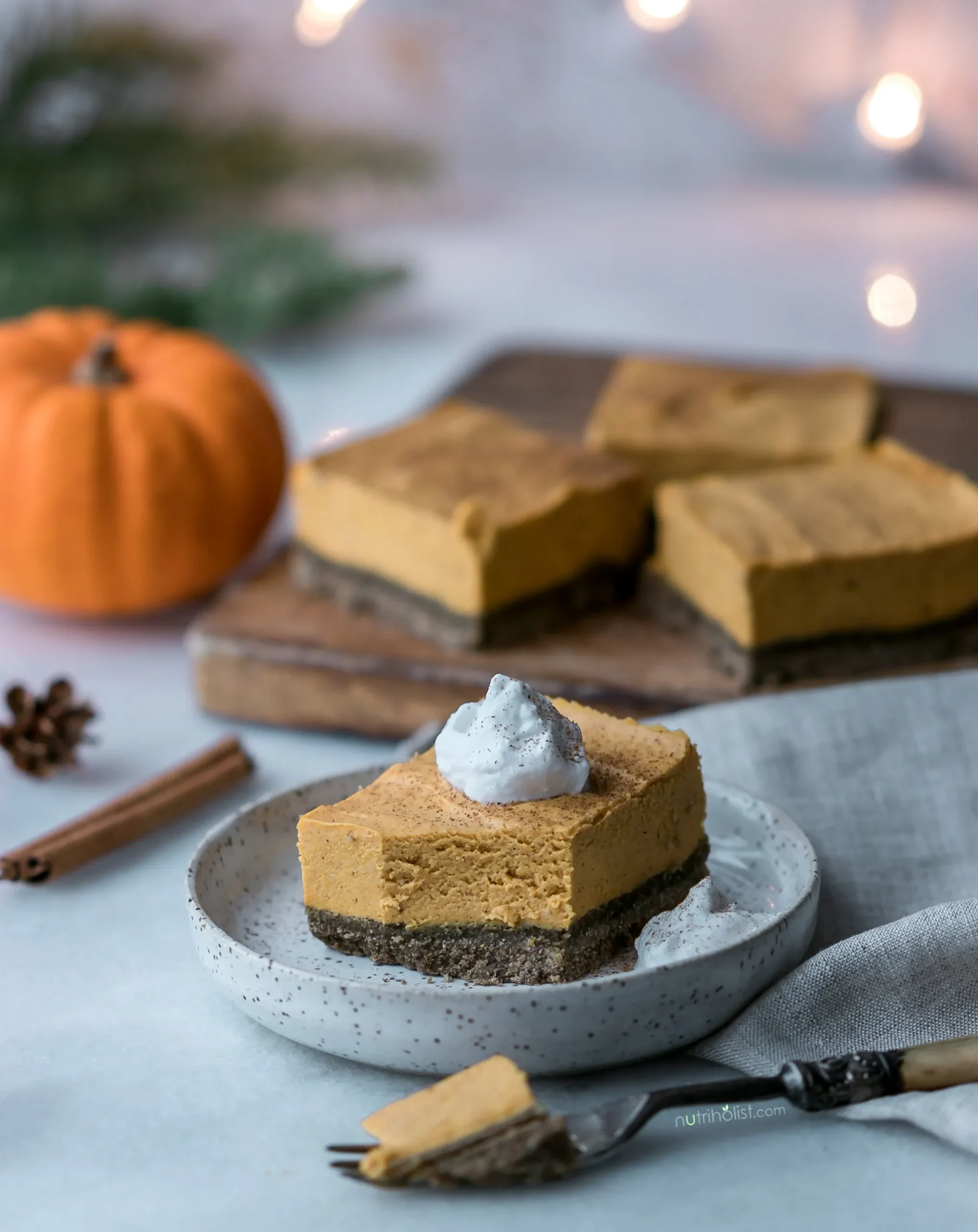 Gluten Free Chocolate Pumpkin Cheesecake Bars