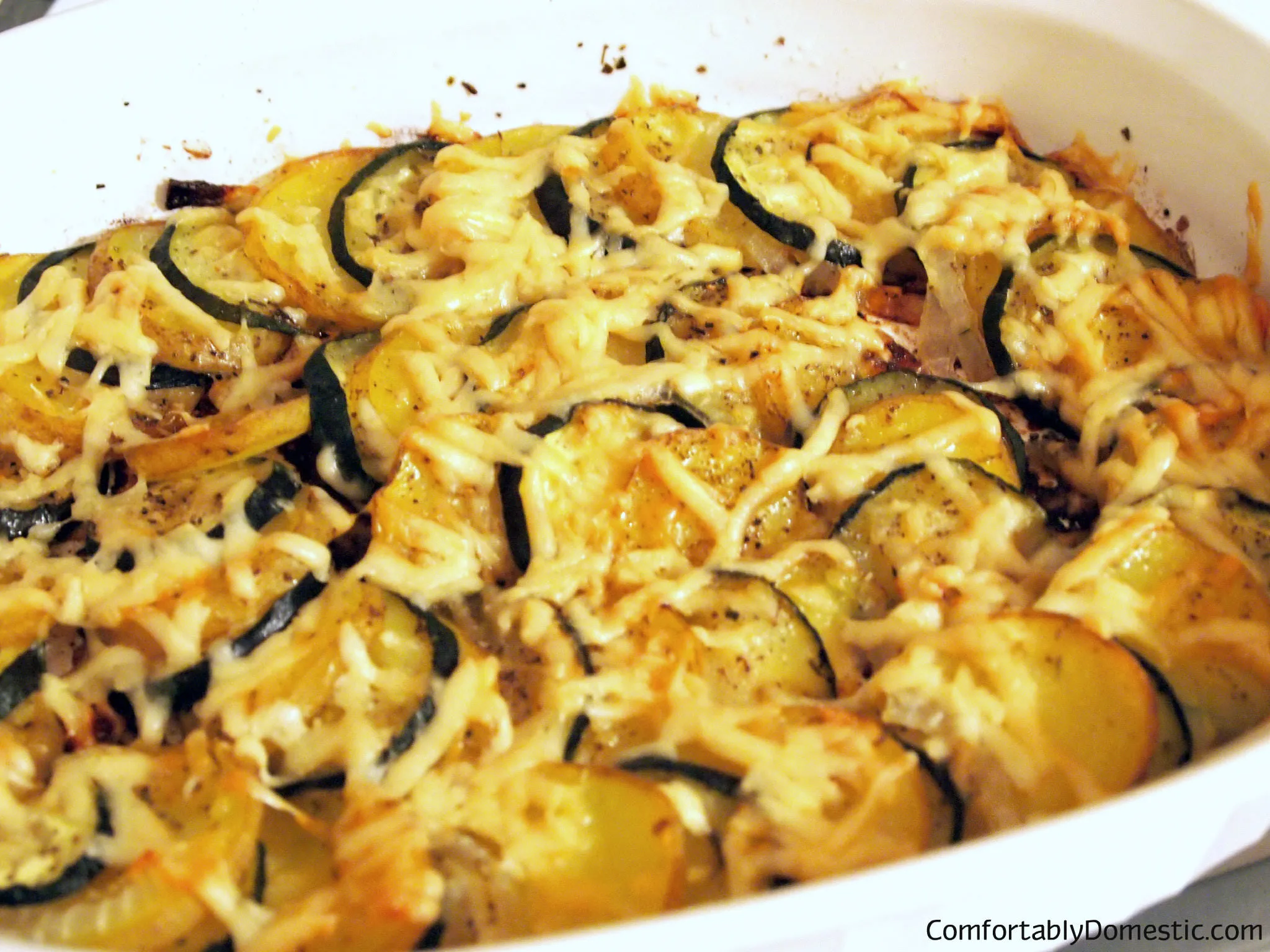 Grandma's Potato Red Pepper and Zucchini Gratin