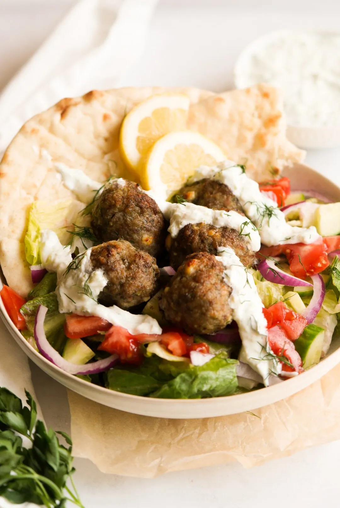 Greek Lamb Feta Meatballs with Tzatziki Sauce