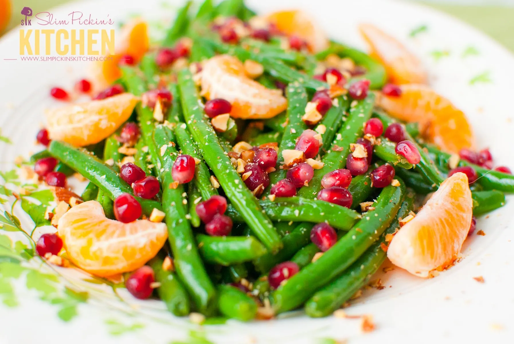 Green Beans Almondine with Pomegranate Seeds