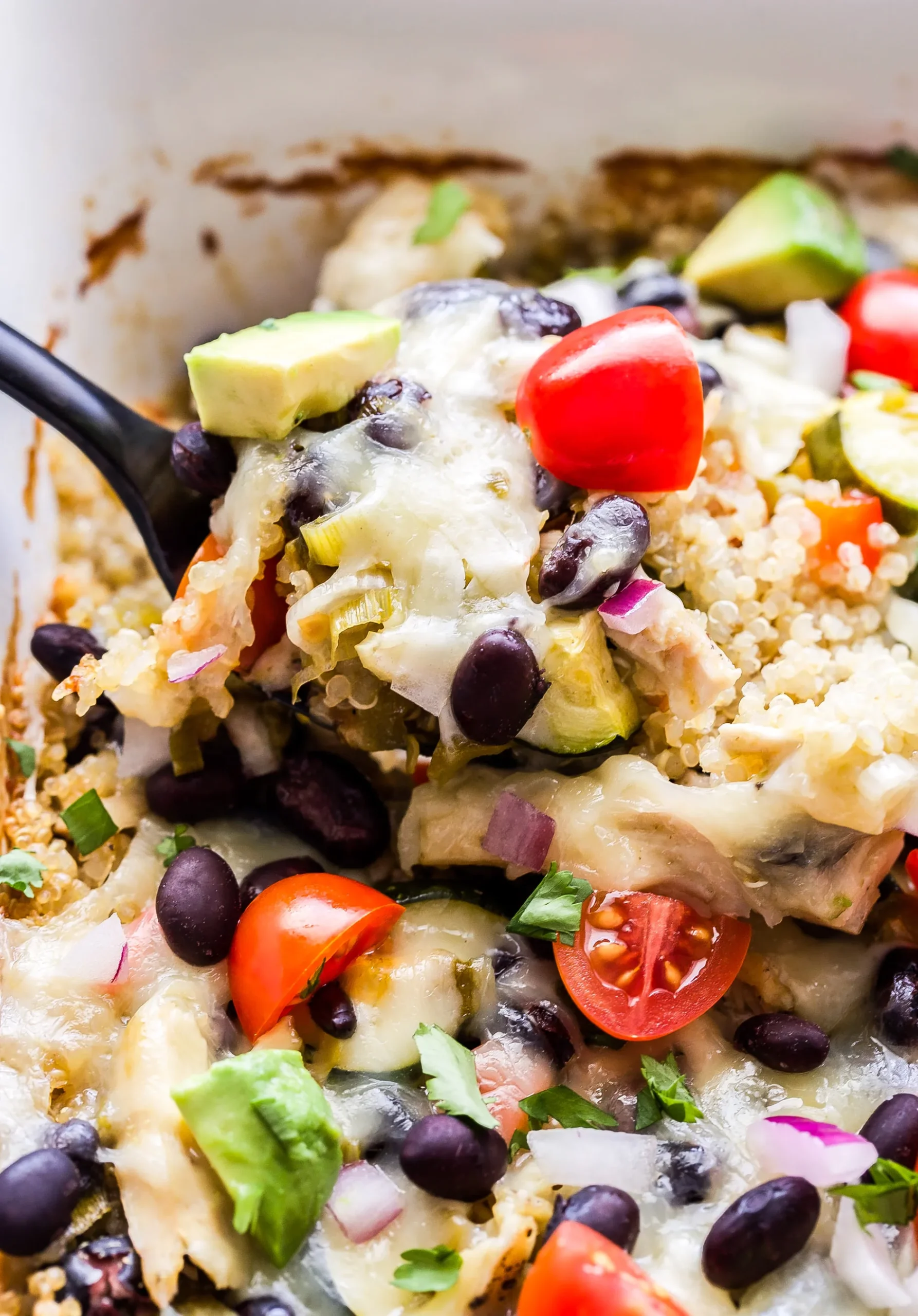 Green Chile Enchilada Quinoa Bake