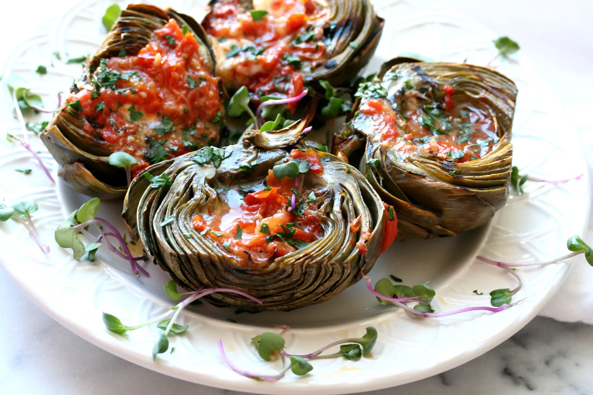 Grilled Baby Artichokes with Tomato